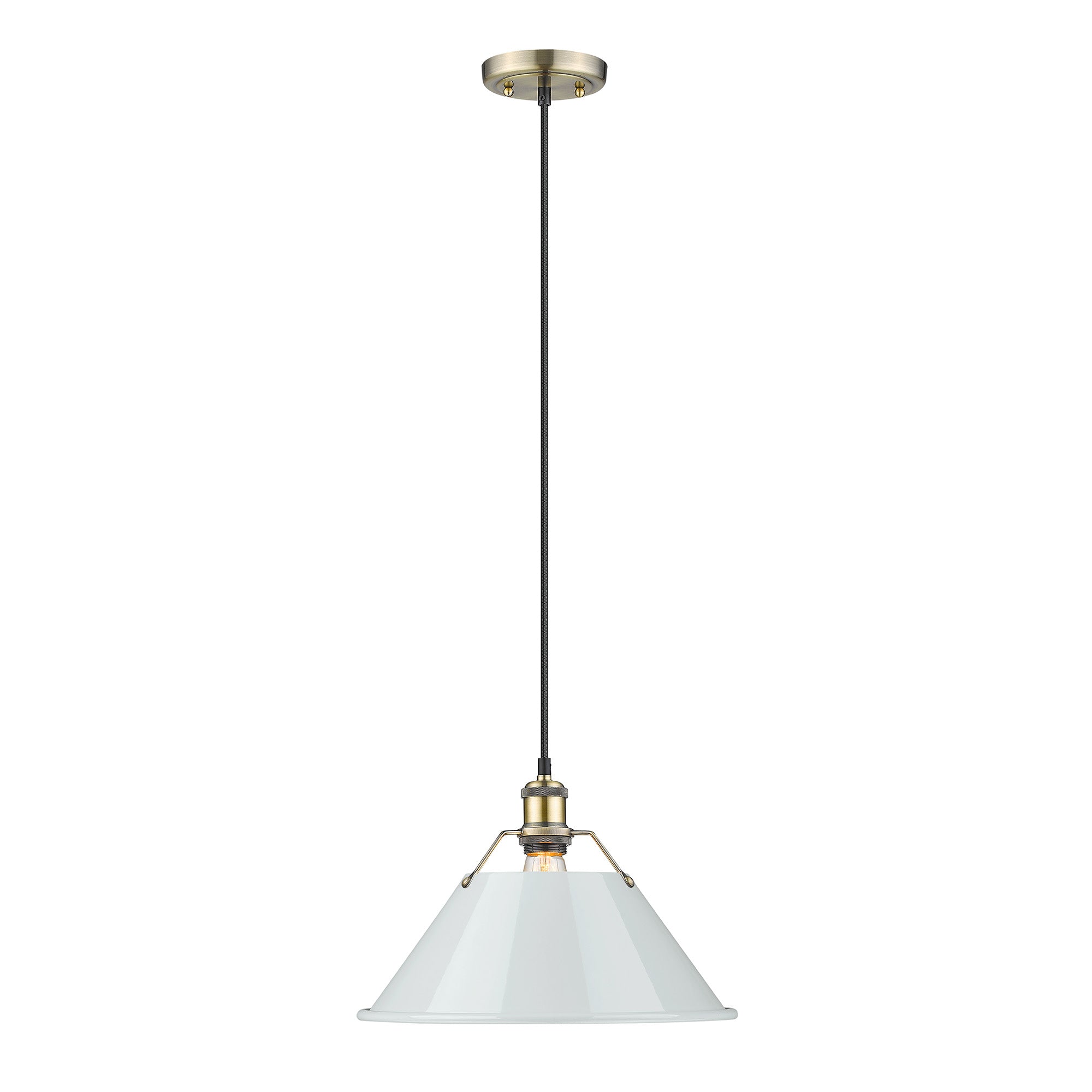 Yep by Golden Lighting Orwell 1-light 14in Pendant in Aged Brass and Dusky Blue shade - - Golden Lighting