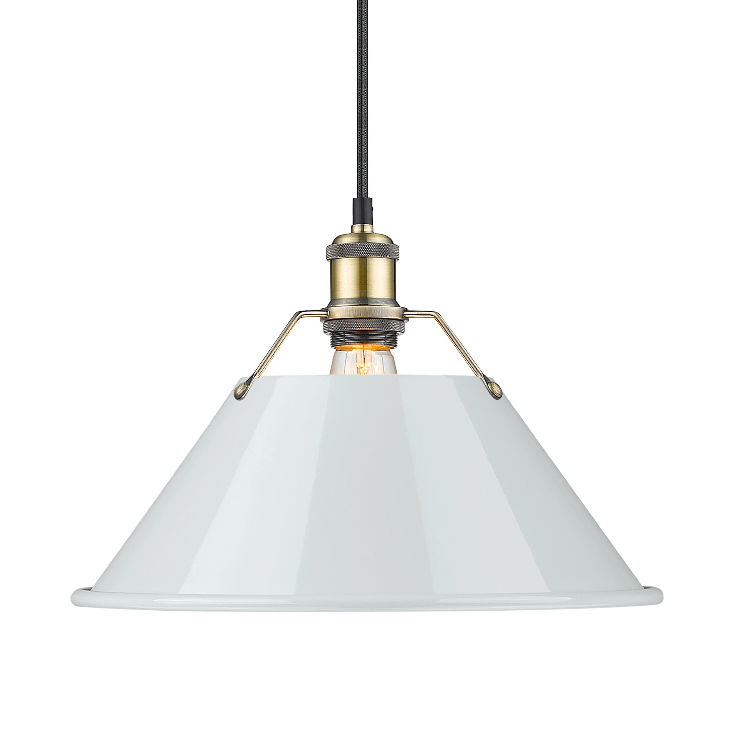 Yep by Golden Lighting Orwell 1-light 14in Pendant in Aged Brass and Dusky Blue shade - - Golden Lighting