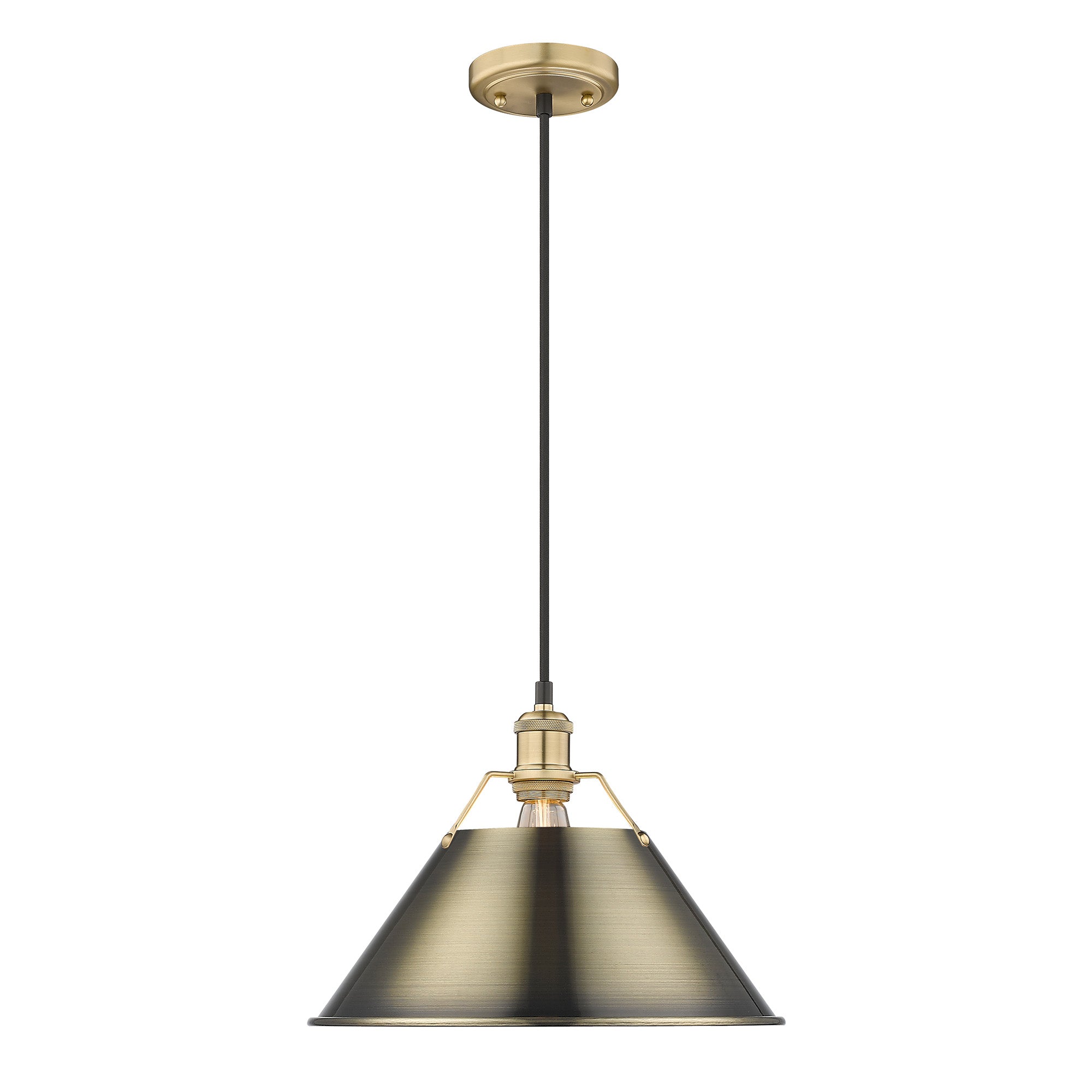 Yep by Golden Lighting Orwell 1-light 14in Pendant in Brushed Champagne Brass and Aged Brass shade - - Golden Lighting