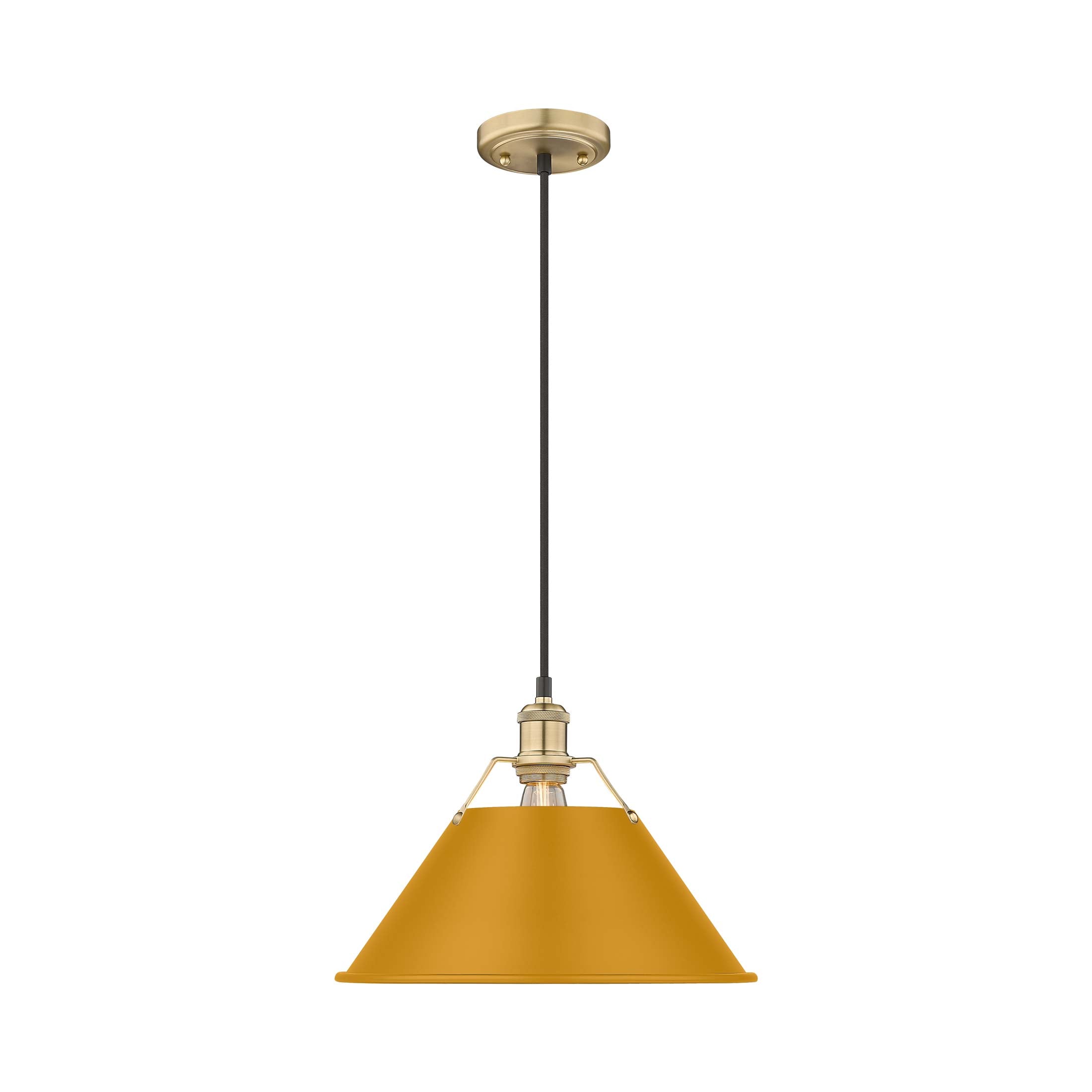 Yep by Golden Lighting Orwell 1-light 14in Pendant in Brushed Champagne Brass and Auric Yellow shade