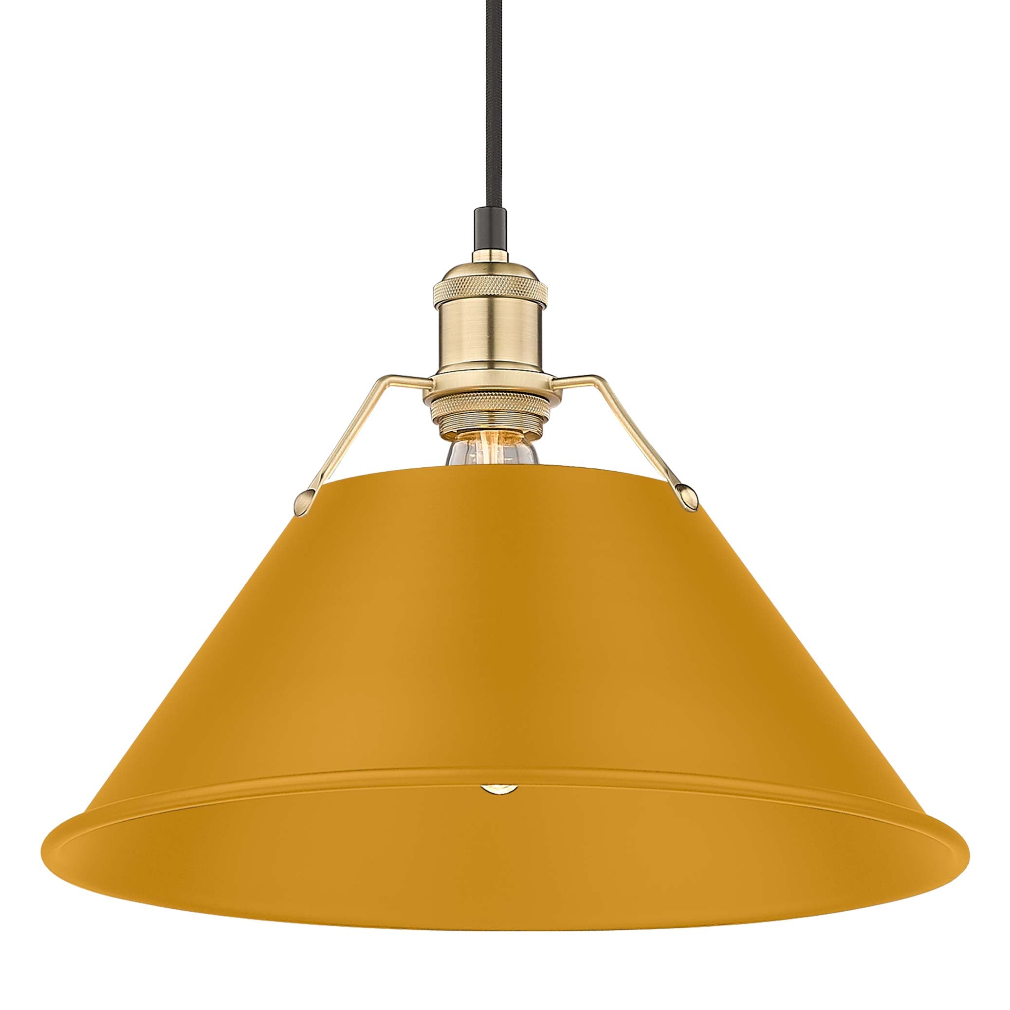 Yep by Golden Lighting Orwell 1-light 14in Pendant in Brushed Champagne Brass and Auric Yellow shade