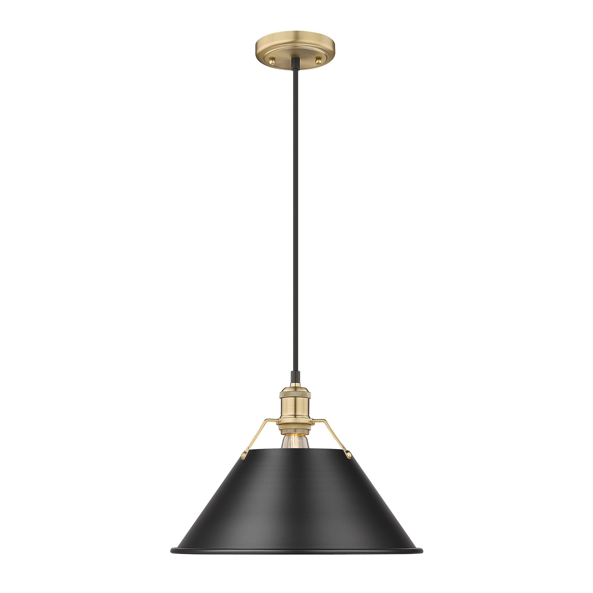 Yep by Golden Lighting Orwell 1-light 14in Pendant in Brushed Champagne Brass and Matte Black shade - - Golden Lighting