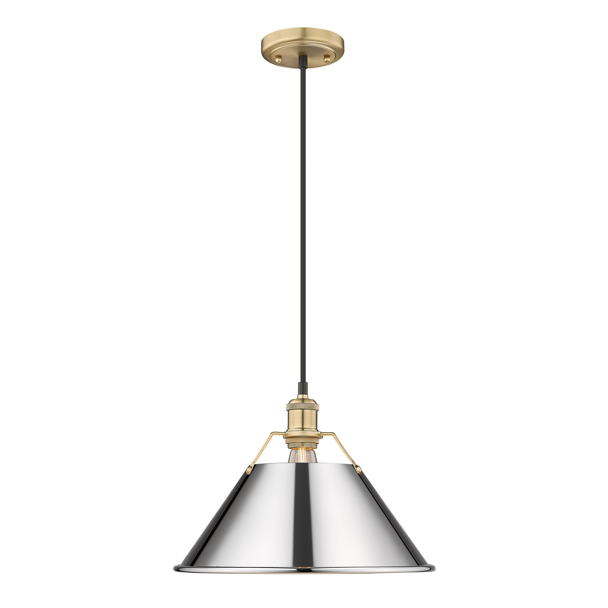 Yep by Golden Lighting Orwell 1-light 14in Pendant in Brushed Champagne Brass and Chrome shade - - Golden Lighting