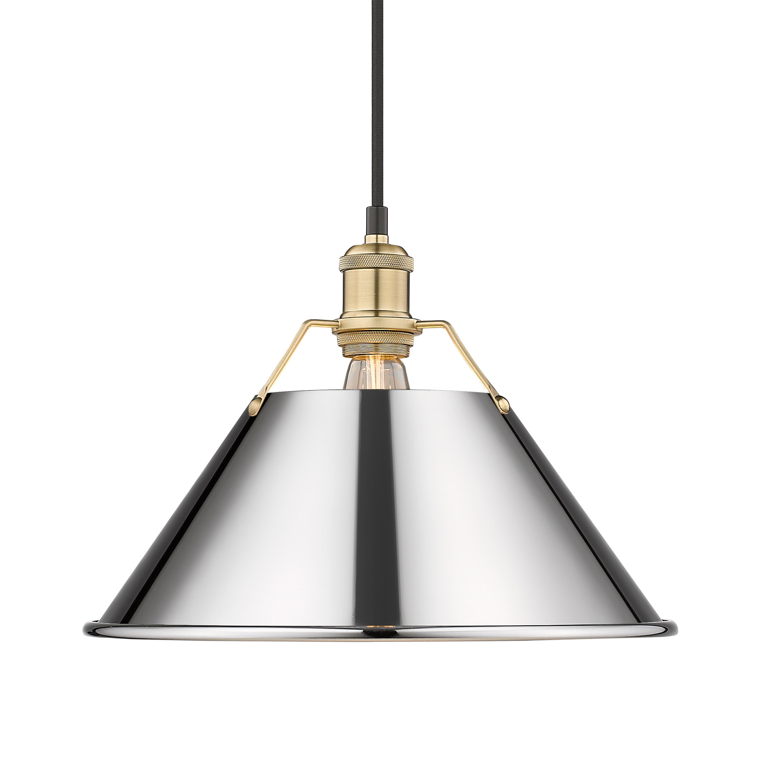 Yep by Golden Lighting Orwell 1-light 14in Pendant in Brushed Champagne Brass and Chrome shade - Default Title - Golden Lighting