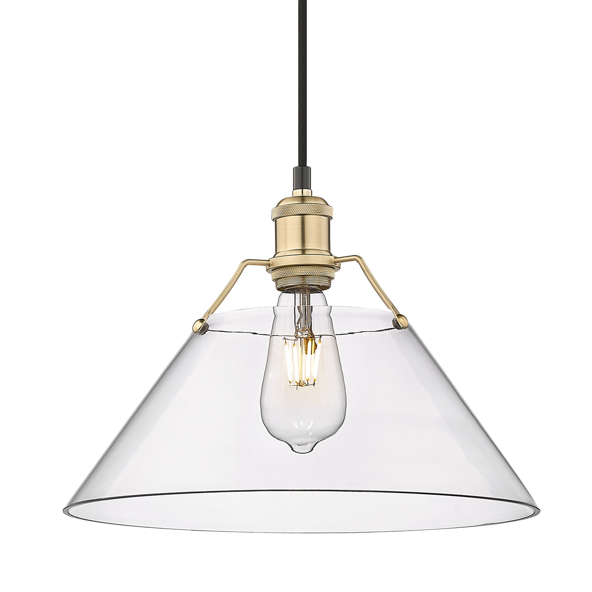 Yep by Golden Lighting Orwell 1-light 14in Pendant in Brushed Champagne Brass and Clear Glass - Default Title - Golden Lighting