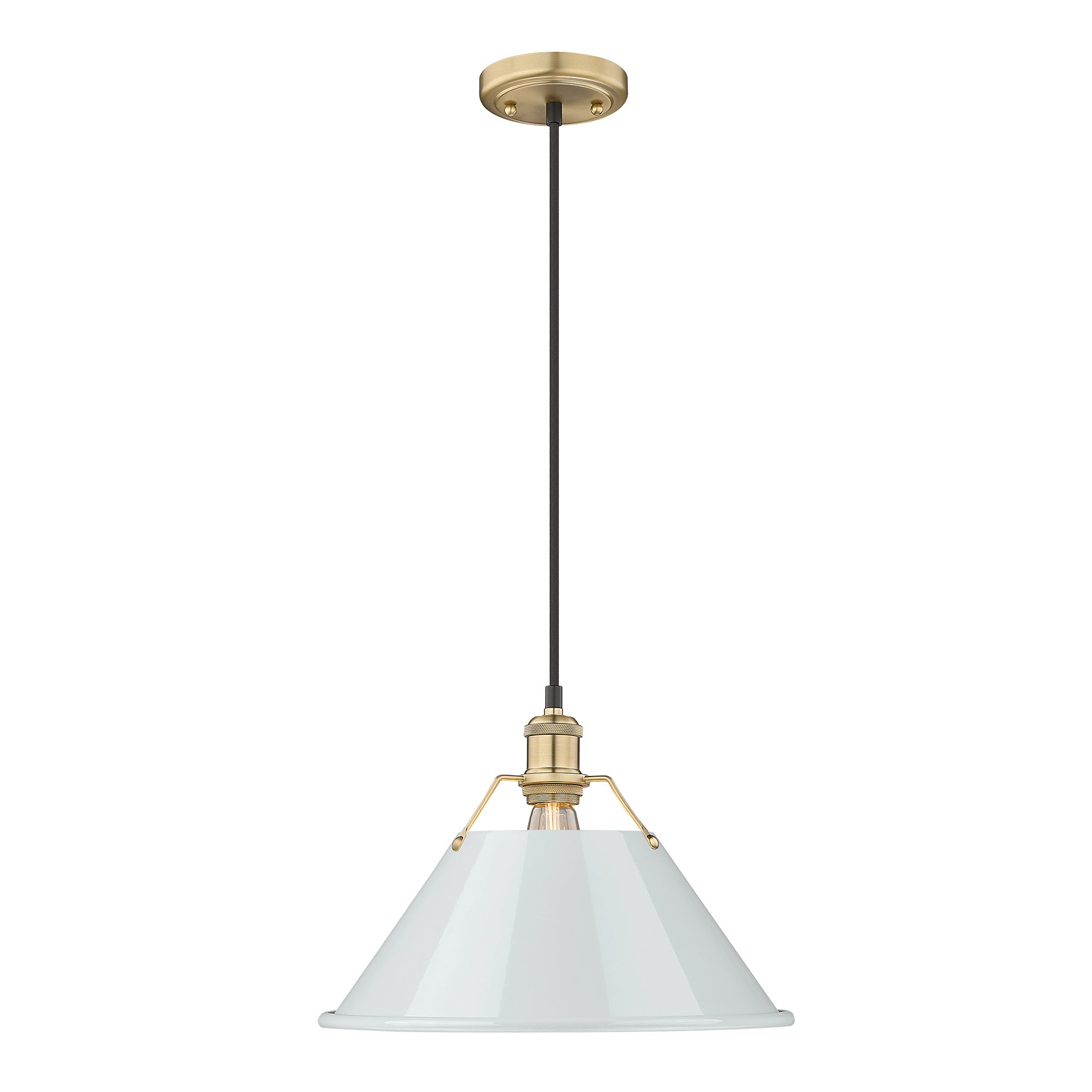 Yep by Golden Lighting Orwell 1-light 14in Pendant in Brushed Champagne Brass and Dusky Blue shade - - Golden Lighting