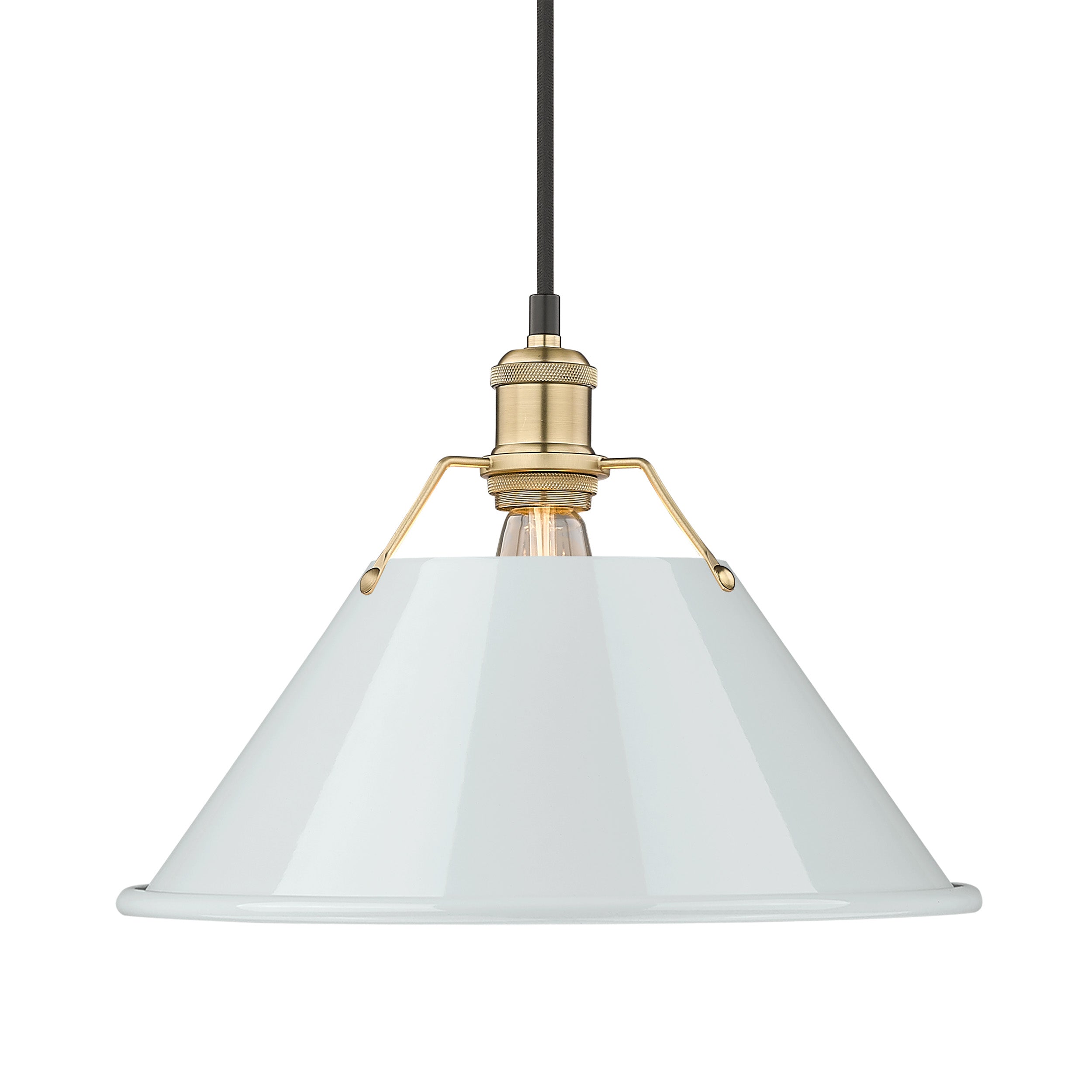 Yep by Golden Lighting Orwell 1-light 14in Pendant in Brushed Champagne Brass and Dusky Blue shade - Default Title - Golden Lighting
