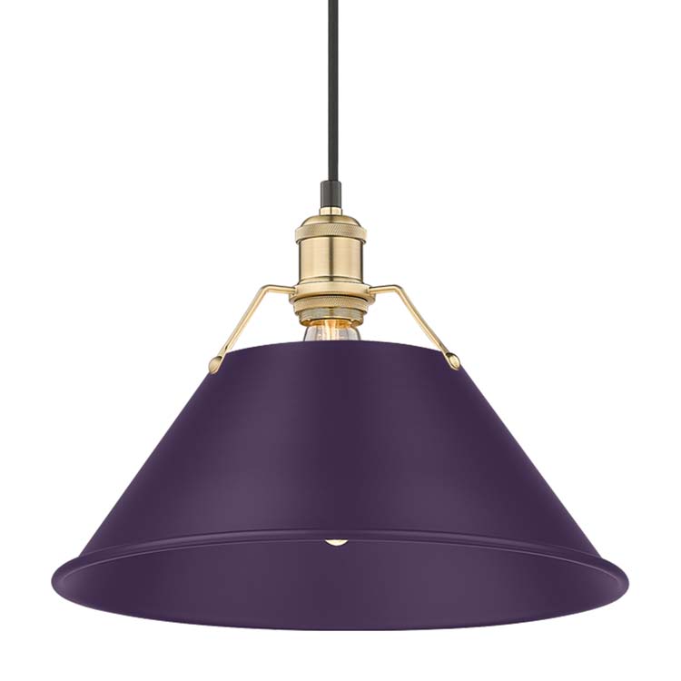 Yep by Golden Lighting Orwell 1-light 14in Pendant in Brushed Champagne Brass and Exotic Purple shade