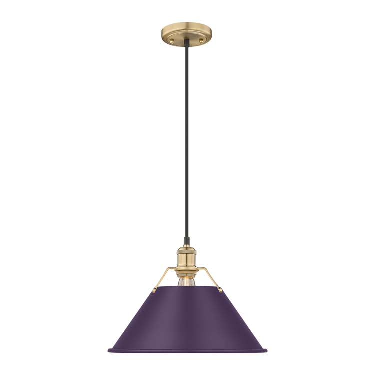 Yep by Golden Lighting Orwell 1-light 14in Pendant in Brushed Champagne Brass and Exotic Purple shade