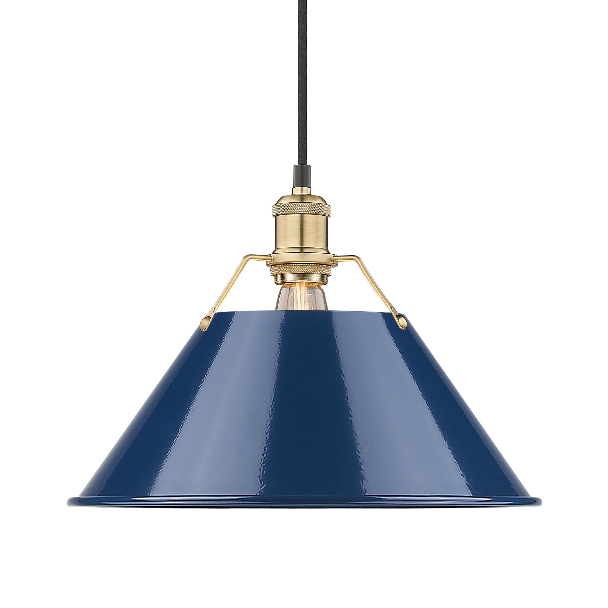 Yep by Golden Lighting Orwell 1-light 14in Pendant in Brushed Champagne Brass and Navy Blue shade - Default Title - Golden Lighting
