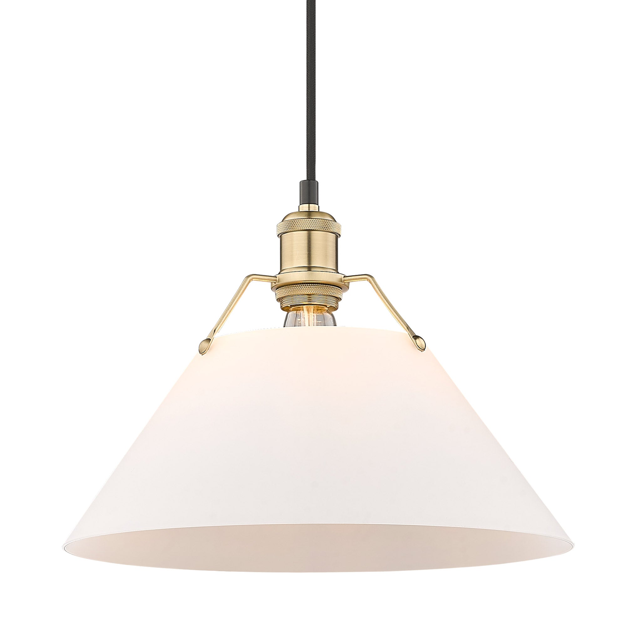 Yep by Golden Lighting Orwell 1-light 14in Pendant in Brushed Champagne Brass and Opal Glass - Default Title - Golden Lighting