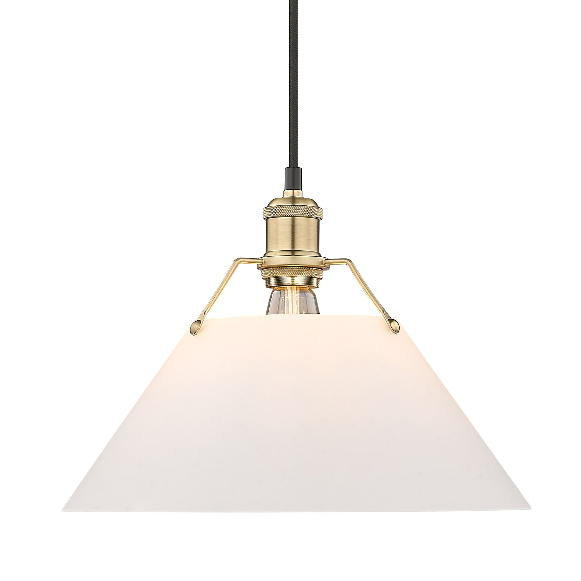 Yep by Golden Lighting Orwell 1-light 14in Pendant in Brushed Champagne Brass and Opal Glass