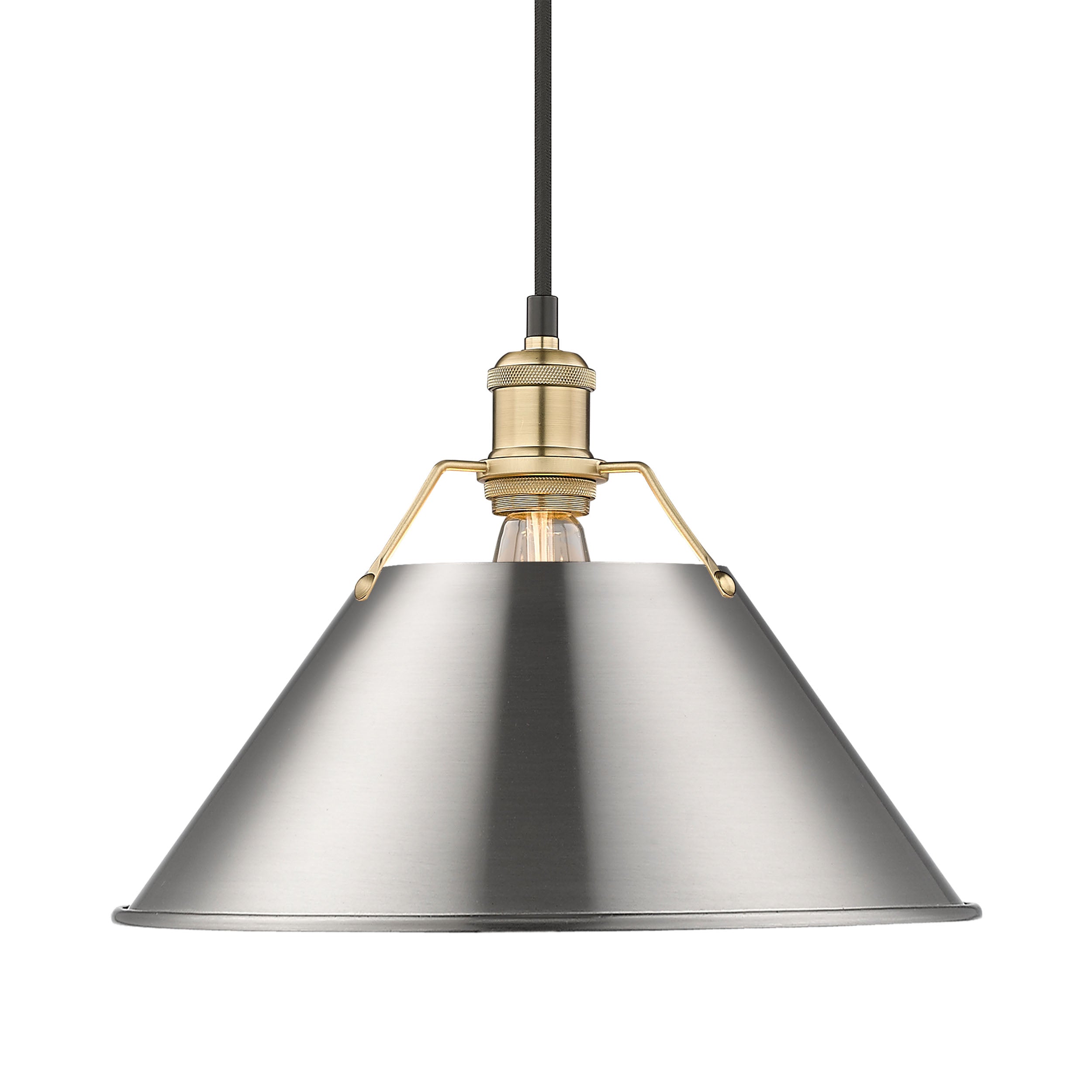 Yep by Golden Lighting Orwell 1-light 14in Pendant in Brushed Champagne Brass and Pewter shade - Default Title - Golden Lighting