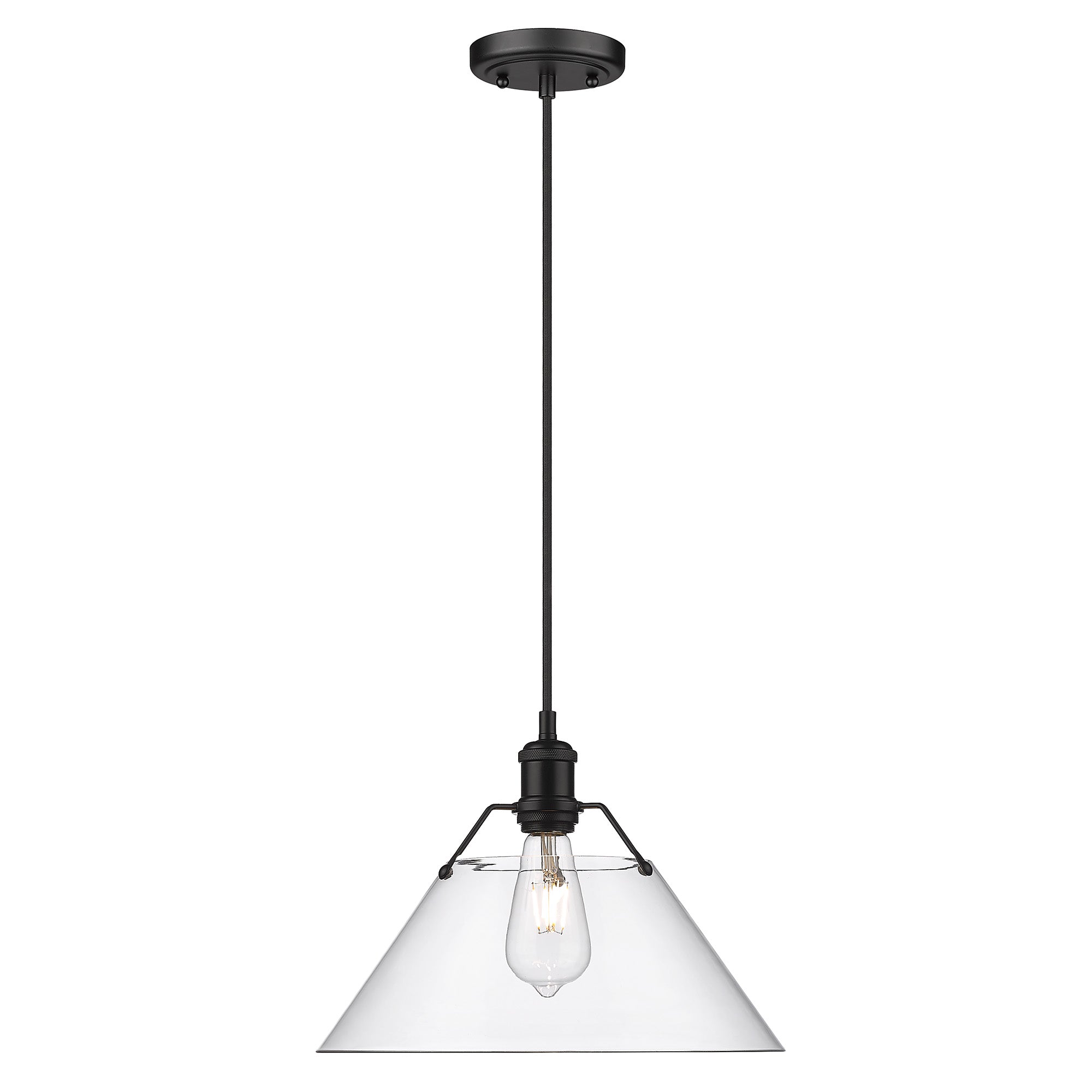 Yep by Golden Lighting Orwell 1-light 14in Pendant in Matte Black and Clear Glass