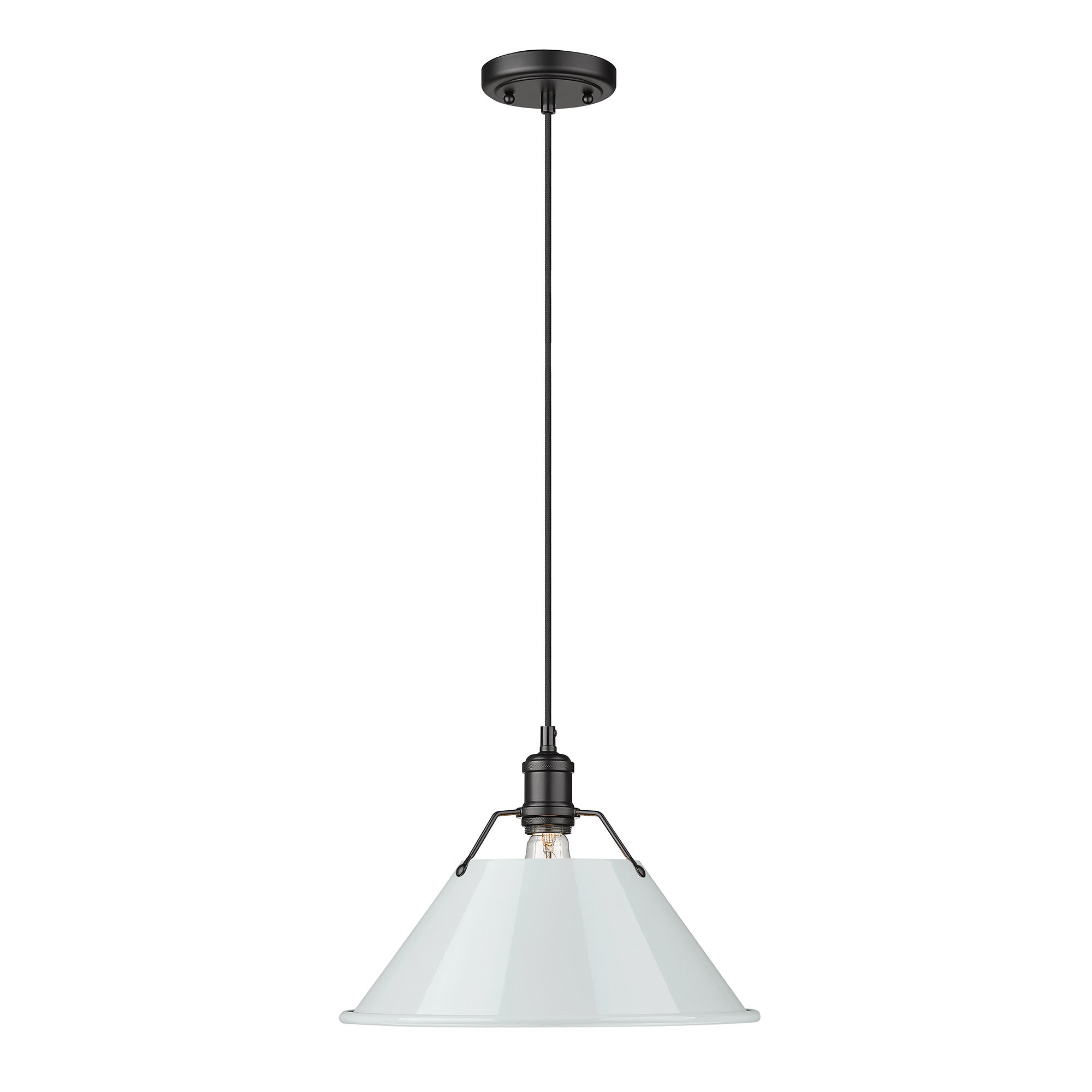 Yep by Golden Lighting Orwell 1-light 14in Pendant in Matte Black and Dusky Blue shade - - Golden Lighting