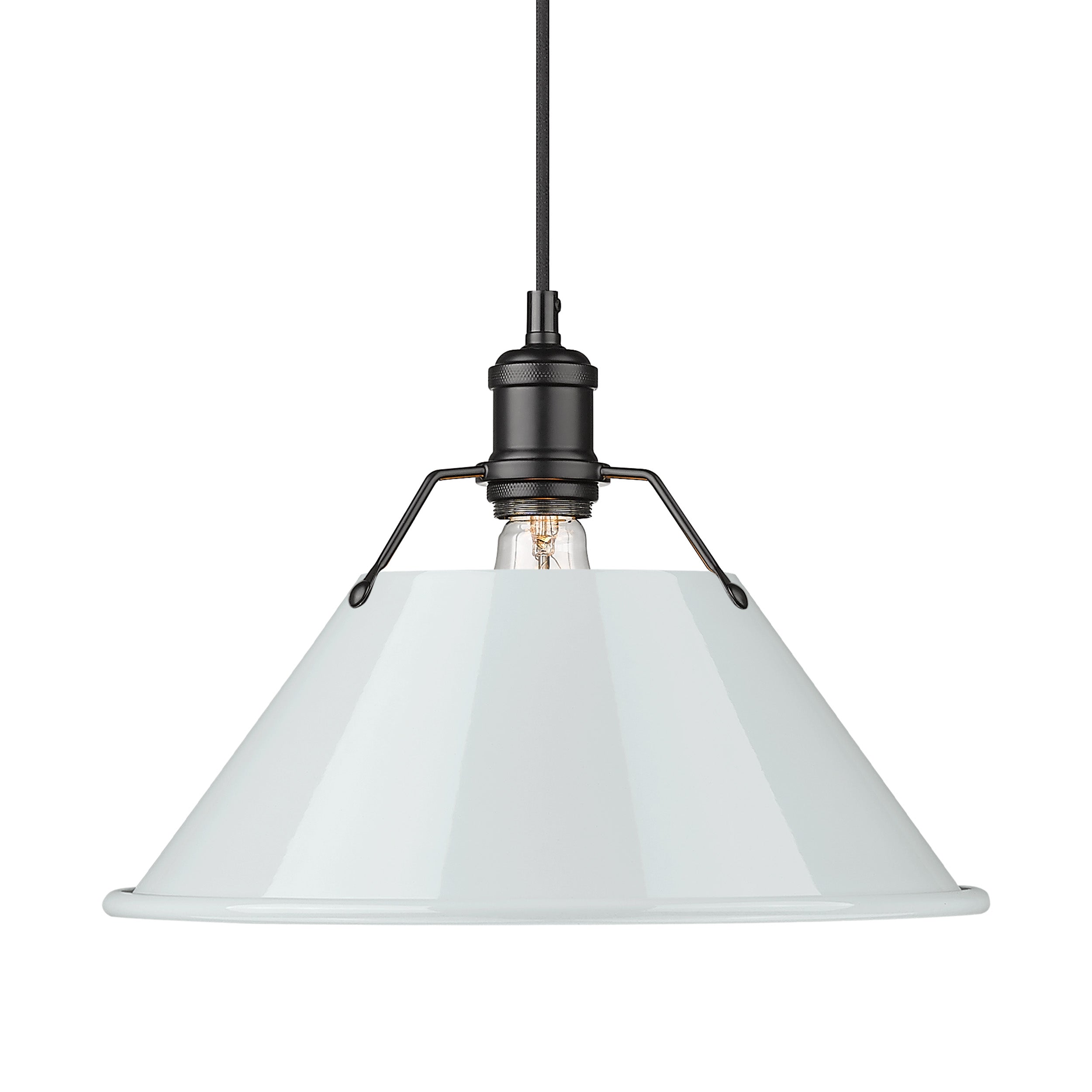 Yep by Golden Lighting Orwell 1-light 14in Pendant in Matte Black and Dusky Blue shade - - Golden Lighting