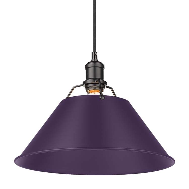 Yep by Golden Lighting Orwell 1-light 14in Pendant in Matte Black and Exotic Purple shade