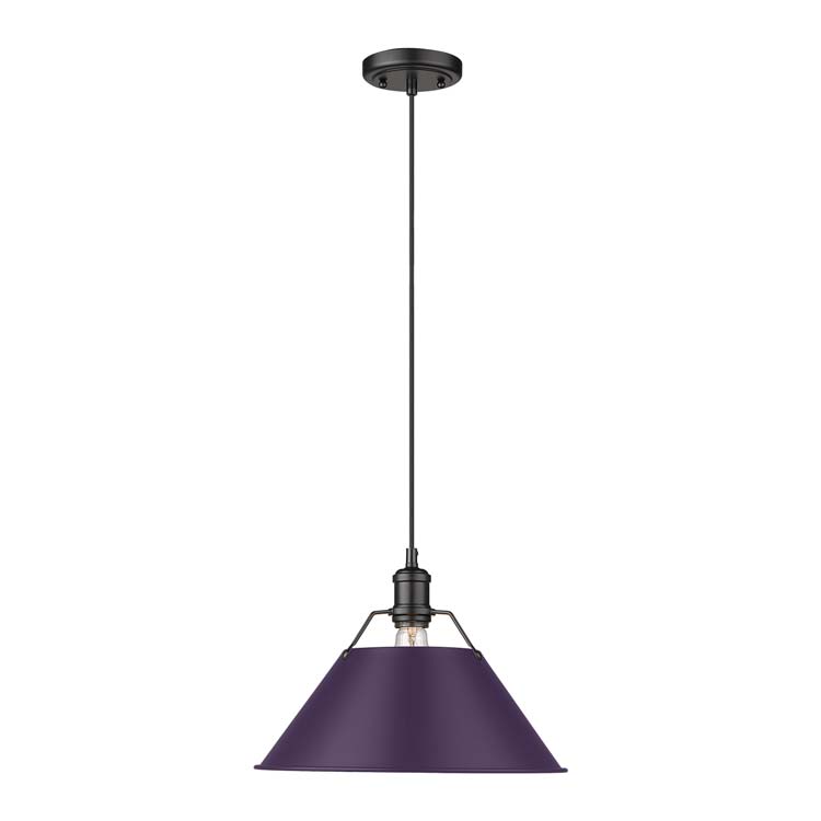 Yep by Golden Lighting Orwell 1-light 14in Pendant in Matte Black and Exotic Purple shade