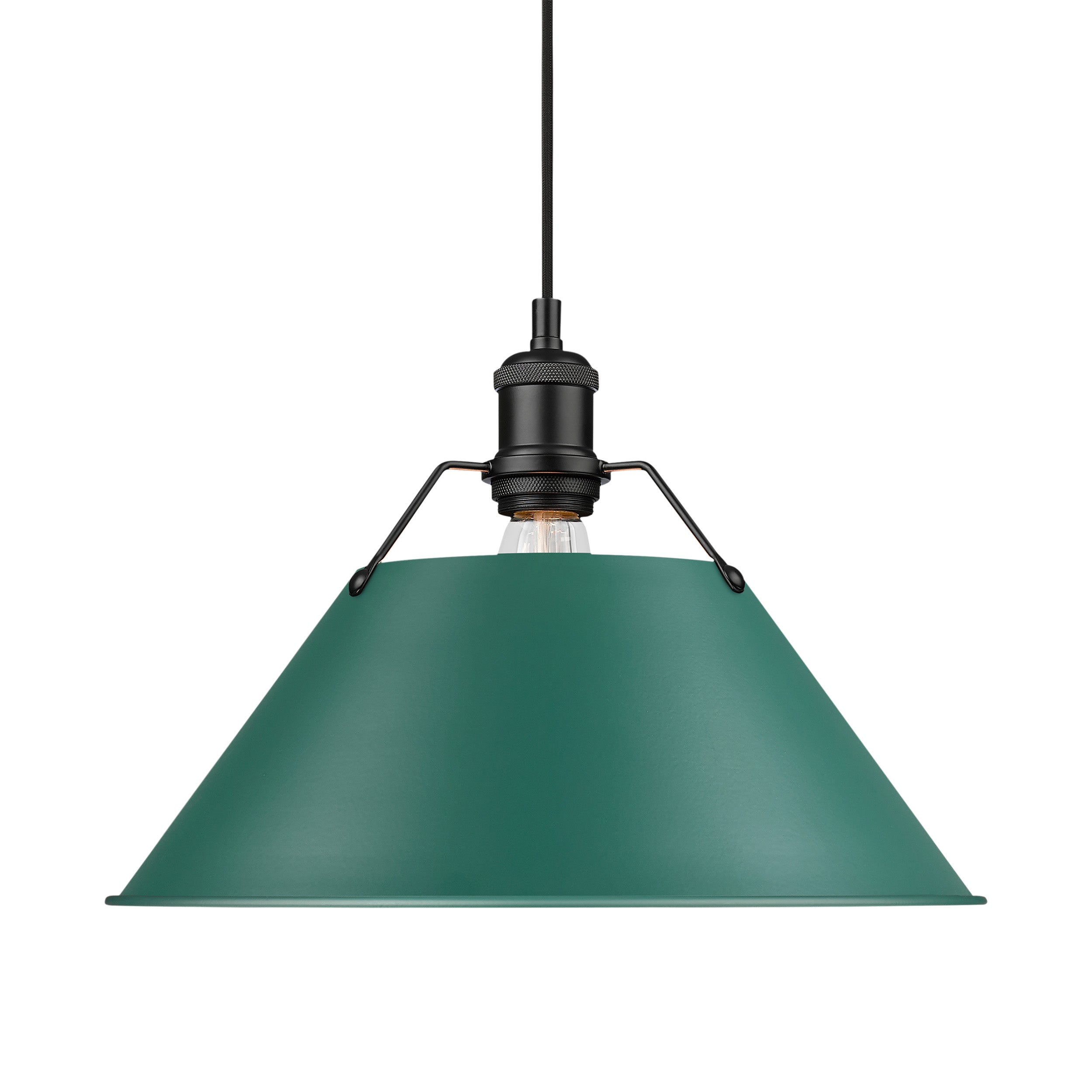 Yep by Golden Lighting Orwell 1-light 14in Pendant in Matte Black and Pine Green shade - - Golden Lighting