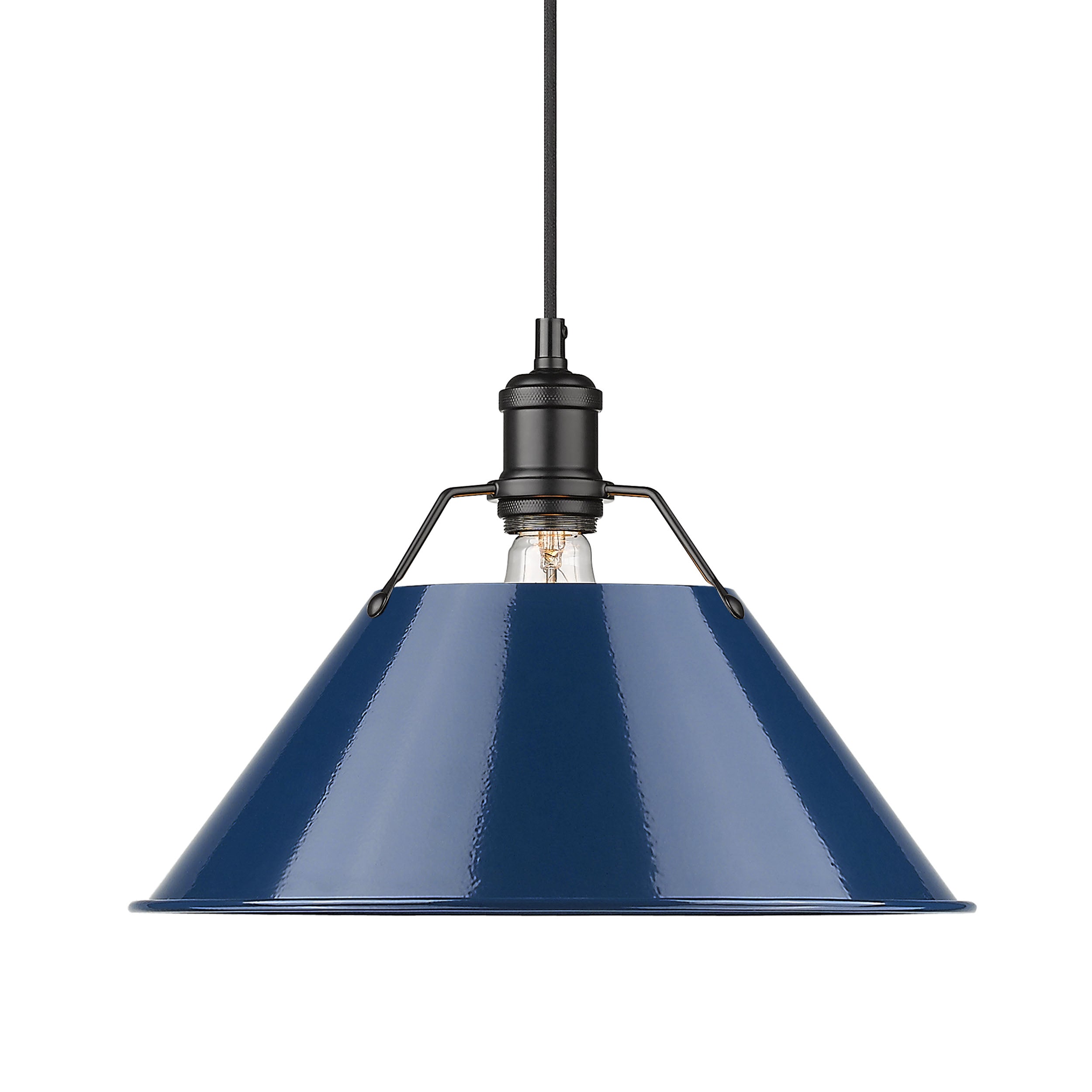 Yep by Golden Lighting Orwell 1-light 14in Pendant in Matte Black and Navy Blue shade - - Golden Lighting