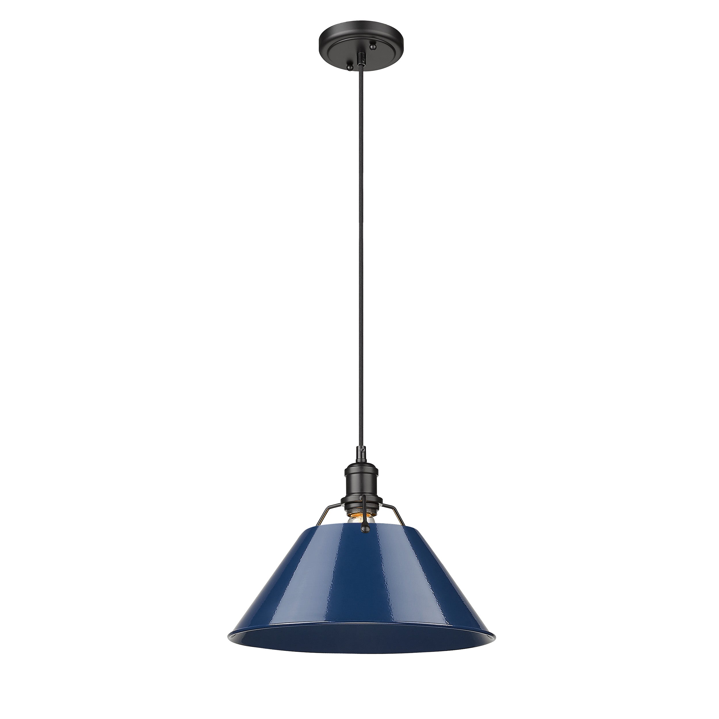 Yep by Golden Lighting Orwell 1-light 14in Pendant in Matte Black and Navy Blue shade
