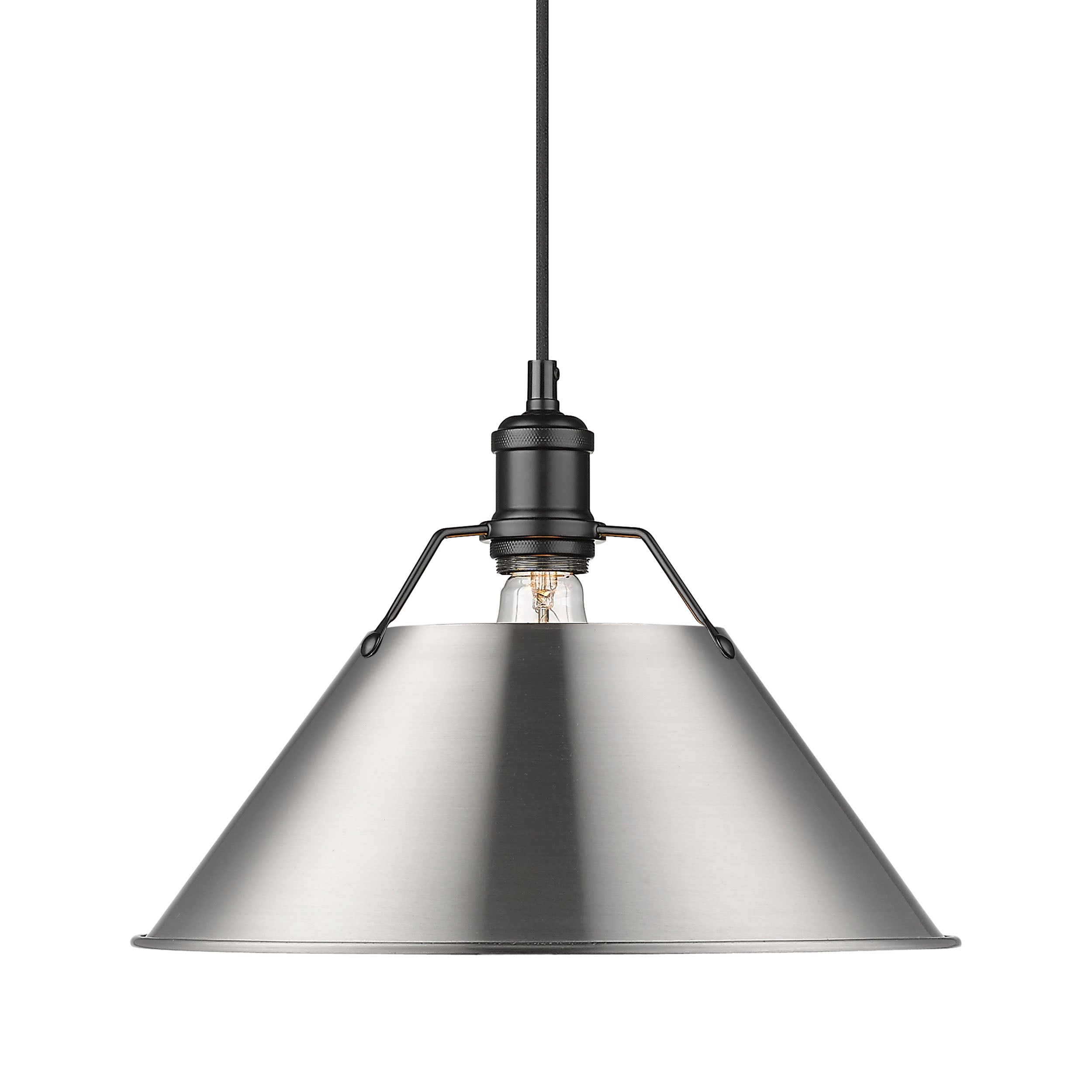 Yep by Golden Lighting Orwell 1-light 14in Pendant in Matte Black and Pewter shade - - Golden Lighting