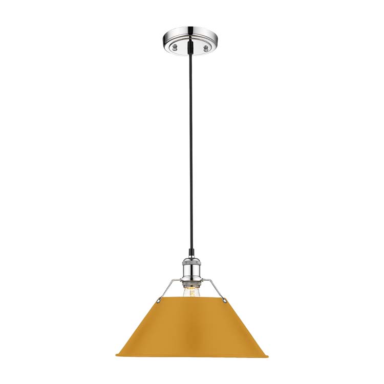 Yep by Golden Lighting Orwell 1-light 14in Pendant in Chrome and Auric Yellow shade