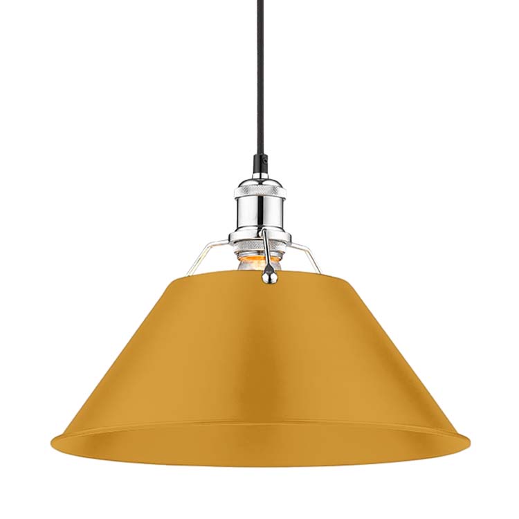 Yep by Golden Lighting Orwell 1-light 14in Pendant in Chrome and Auric Yellow shade