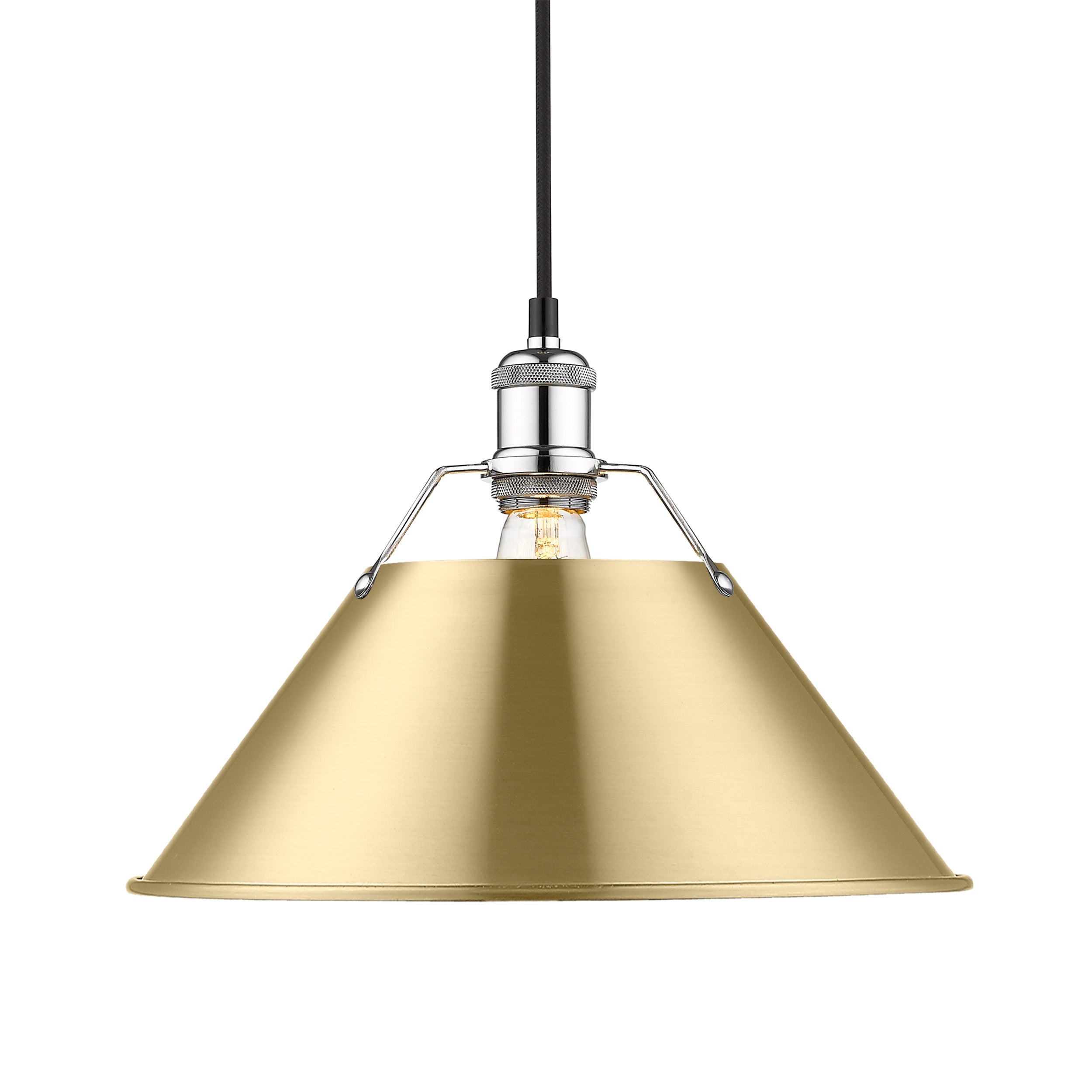 Yep by Golden Lighting Orwell 1-light 14in Pendant in Chrome and Brushed Champagne Brass shade - - Golden Lighting