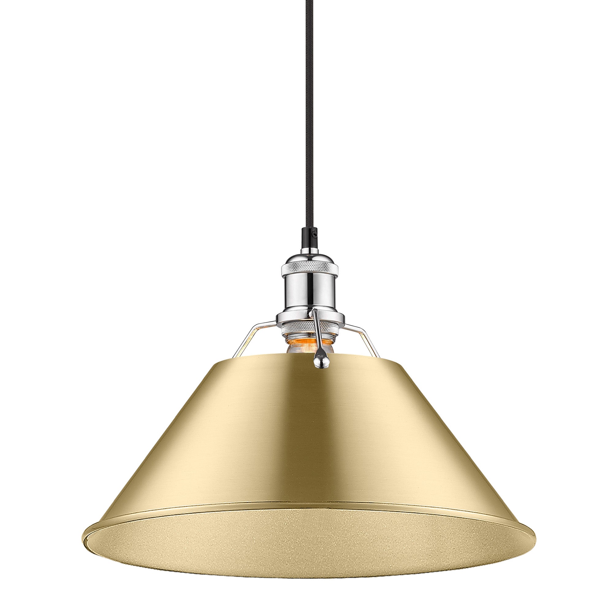 Yep by Golden Lighting Orwell 1-light 14in Pendant in Chrome and Brushed Champagne Brass shade