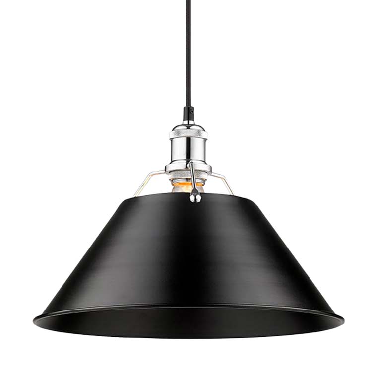 Yep by Golden Lighting Orwell 1-light 14in Pendant in Chrome and Matte Black shade - - Golden Lighting