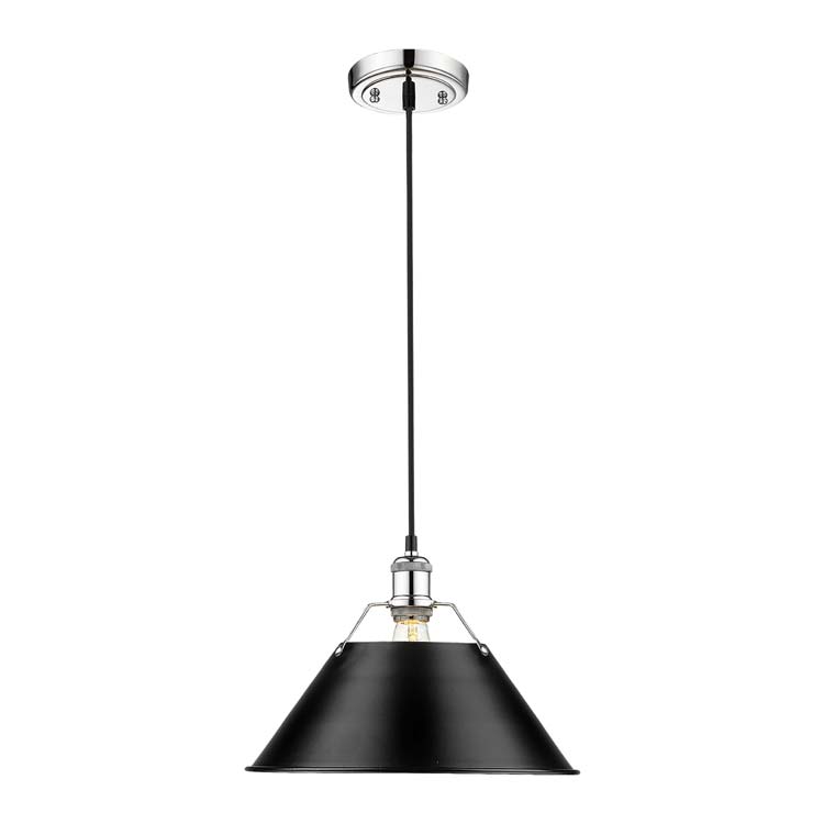 Yep by Golden Lighting Orwell 1-light 14in Pendant in Chrome and Matte Black shade