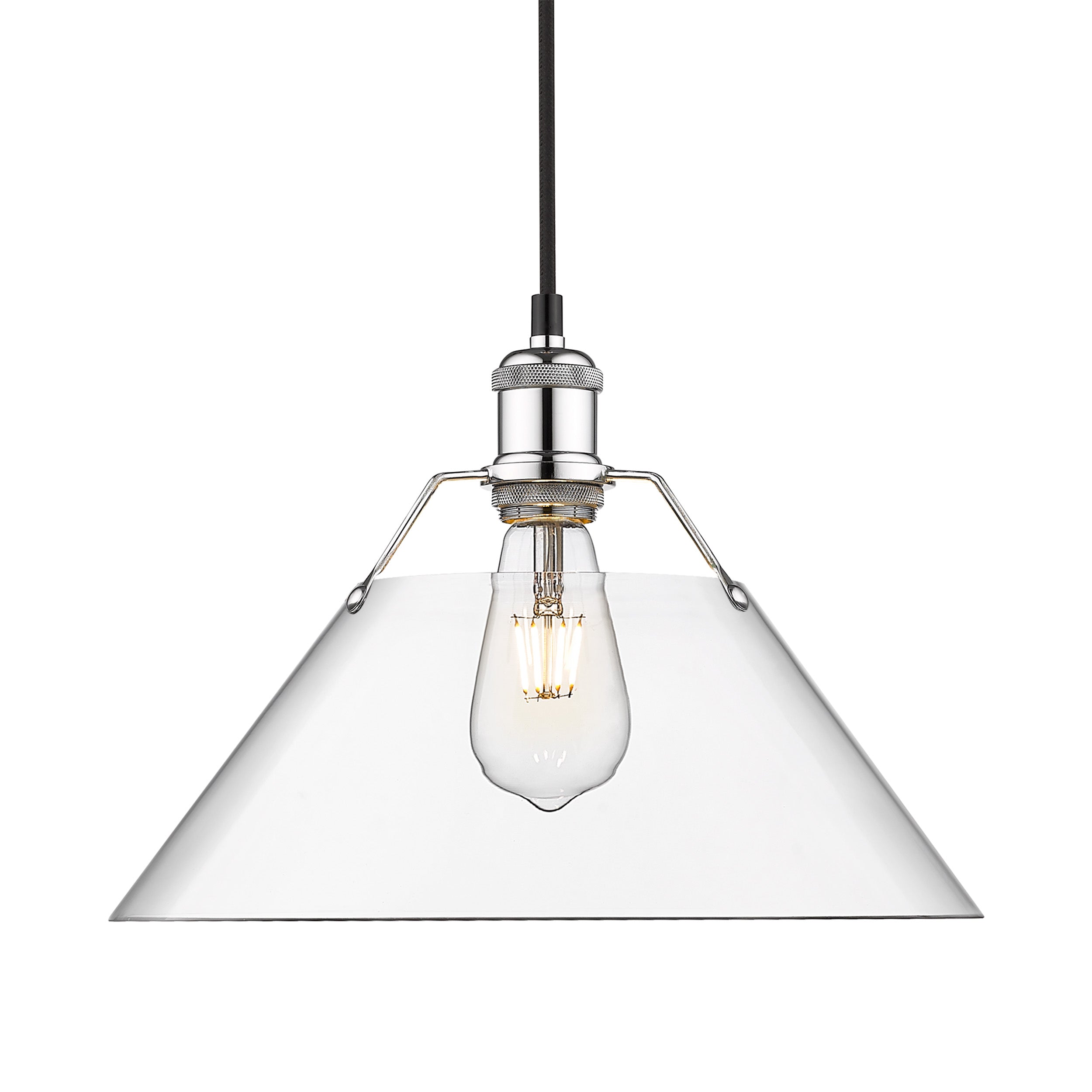 Yep by Golden Lighting Orwell 1-light 14in Pendant in Chrome and Clear Glass - Default Title - Golden Lighting