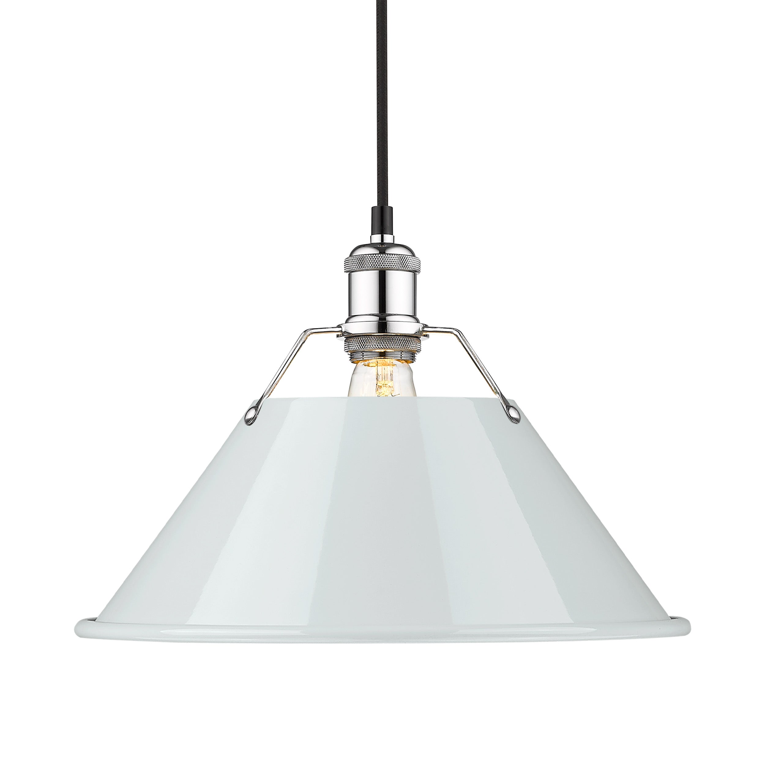 Yep by Golden Lighting Orwell 1-light 14in Pendant in Chrome and Dusky Blue shade - - Golden Lighting
