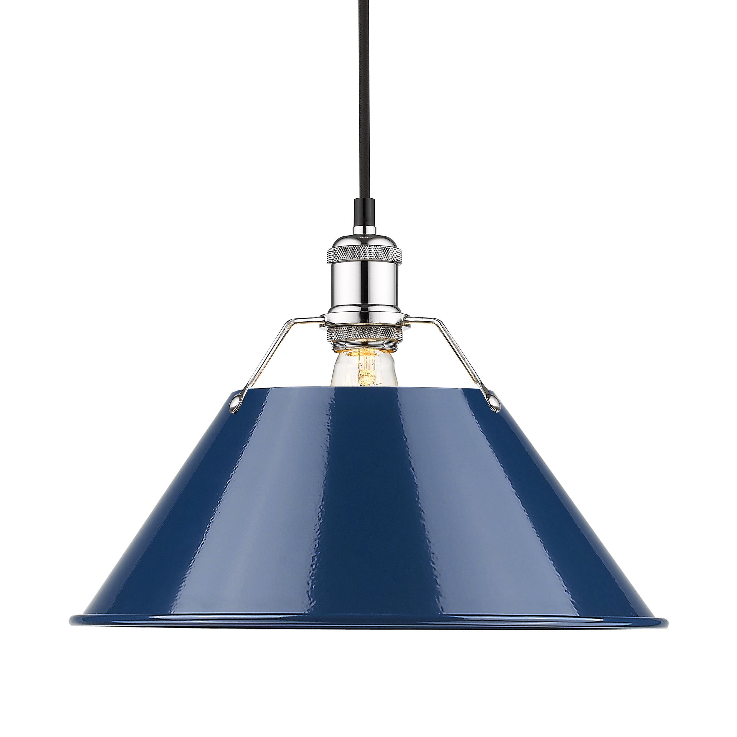 Yep by Golden Lighting Orwell 1-light 14in Pendant in Chrome and Navy Blue shade - - Golden Lighting
