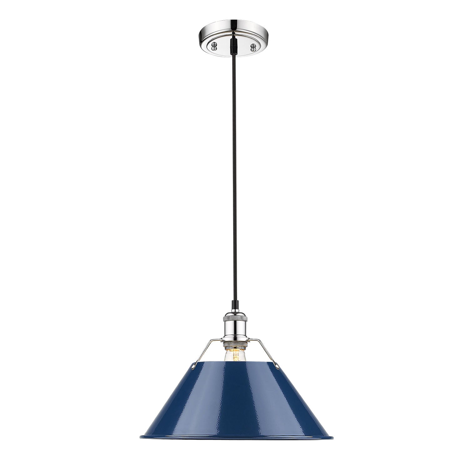 Yep by Golden Lighting Orwell 1-light 14in Pendant in Chrome and Navy Blue shade