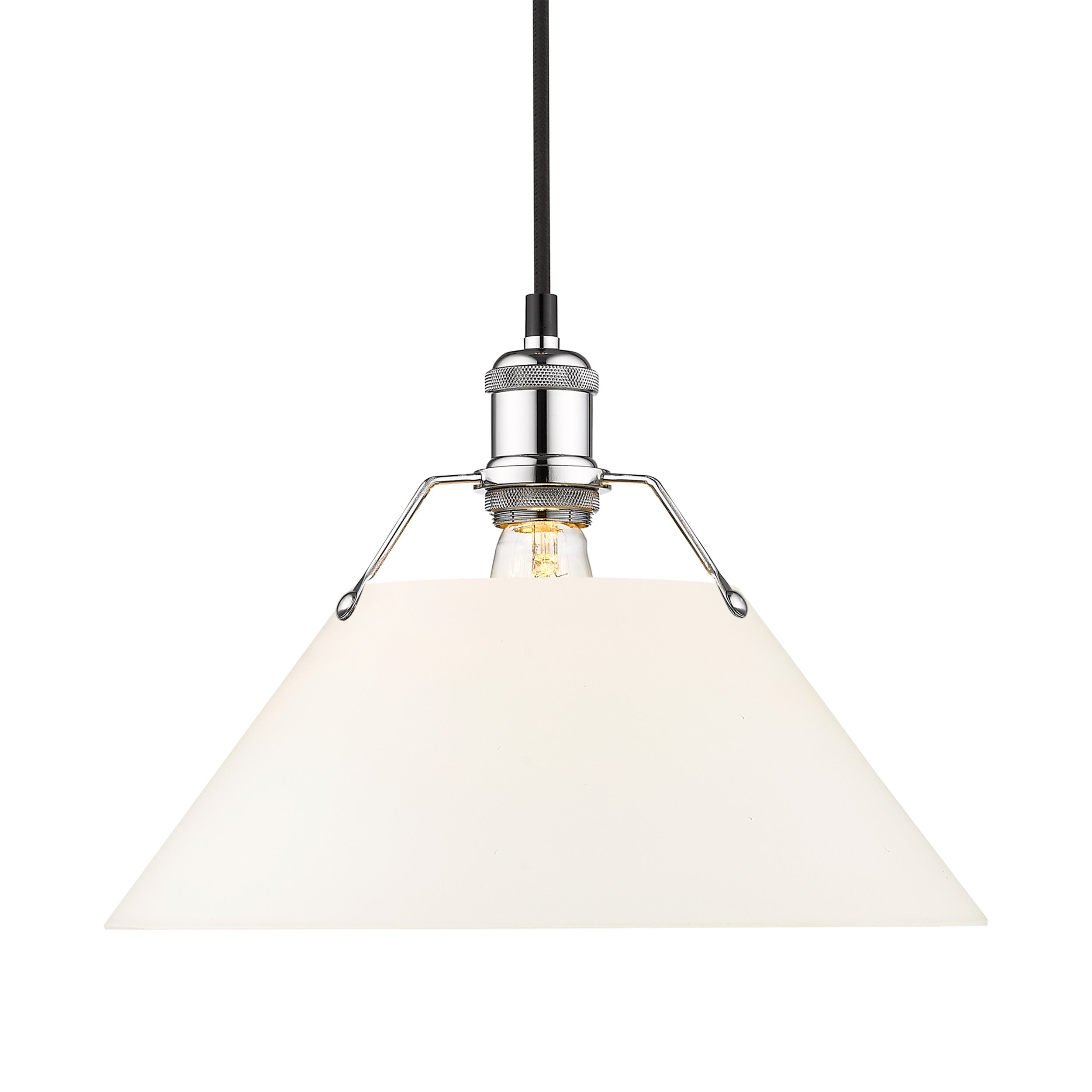 Yep by Golden Lighting Orwell 1-light 14in Pendant in Chrome and Opal Glass - Default Title - Golden Lighting