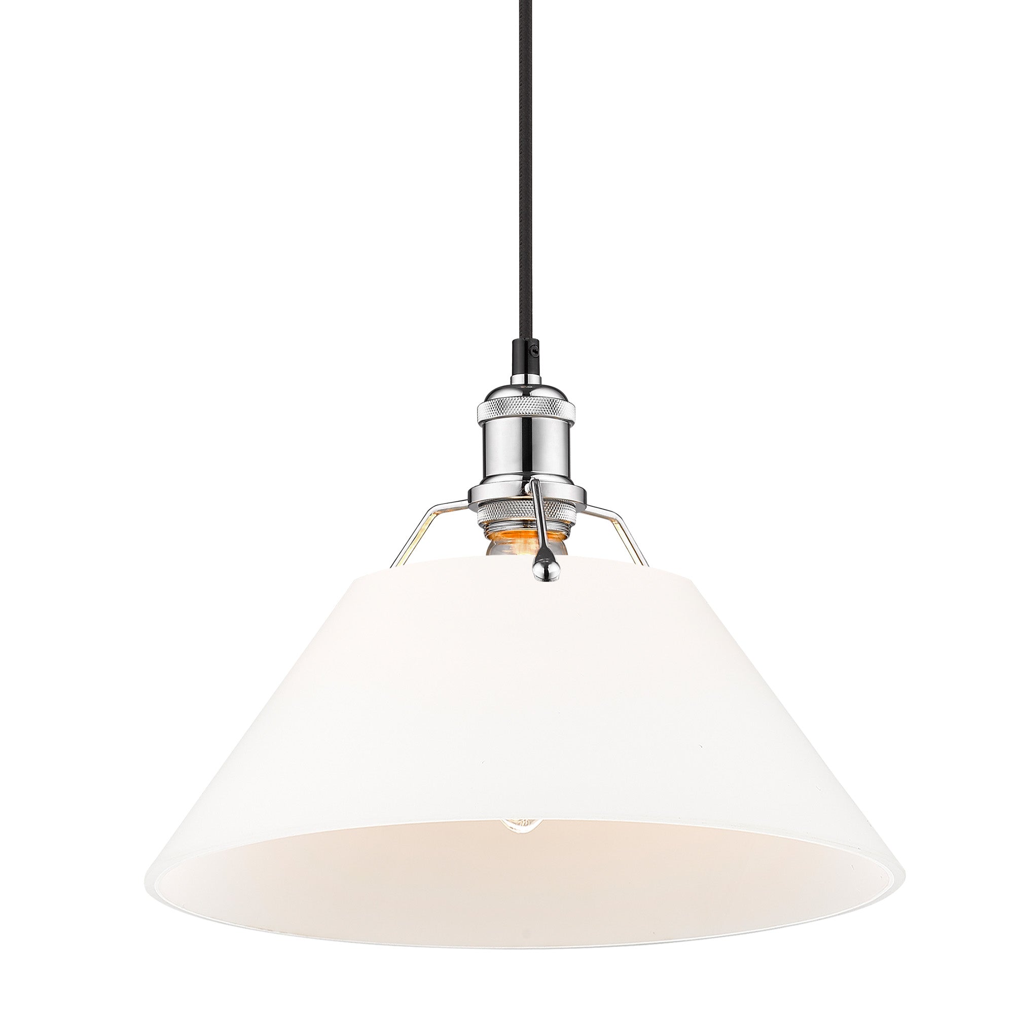 Orwell 14" Wide Large Pendant in Chrome with Opal Glass - Default Title - Golden Lighting