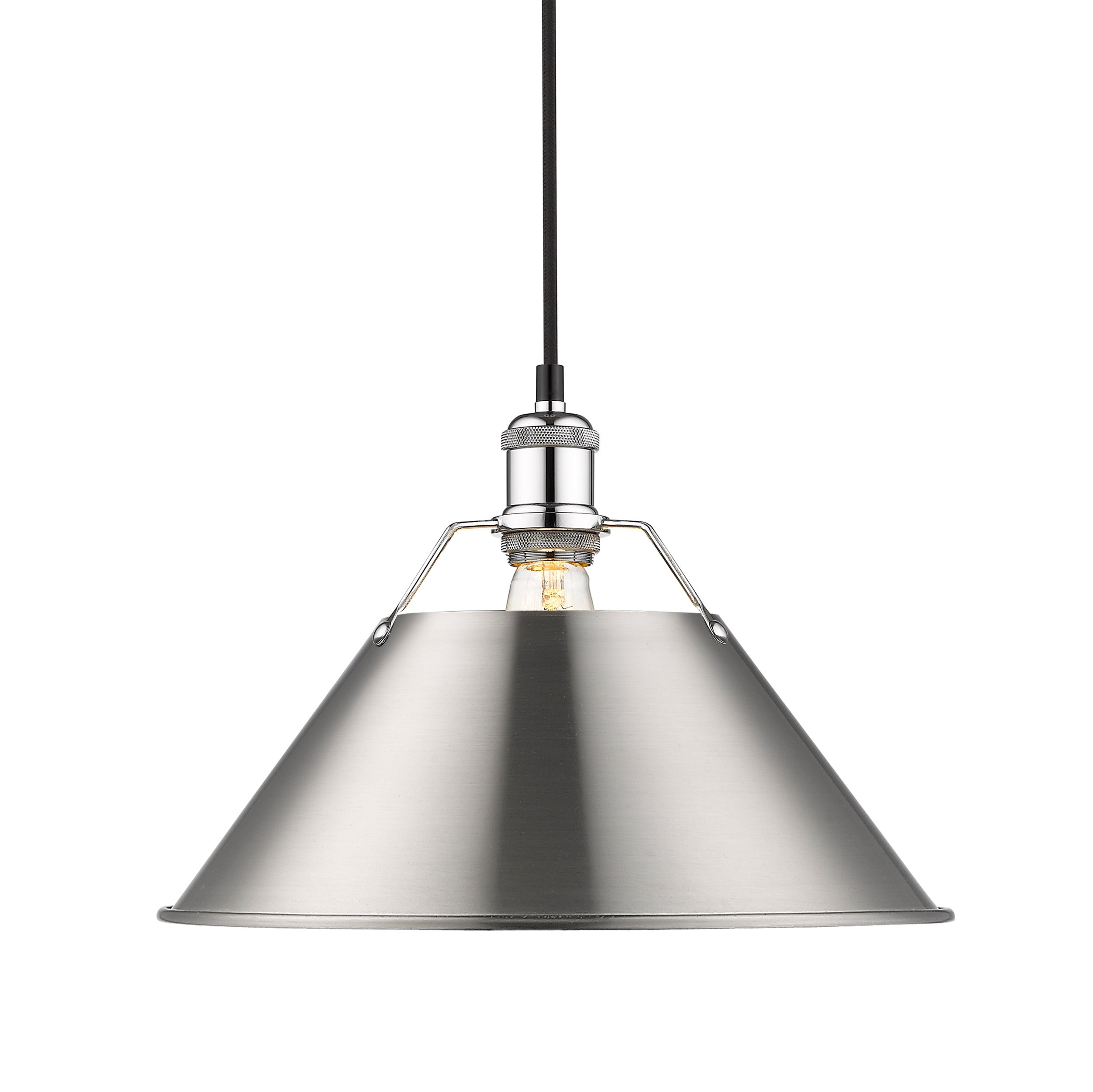 Yep by Golden Lighting Orwell 1-light 14in Pendant in Chrome and Pewter shade - - Golden Lighting