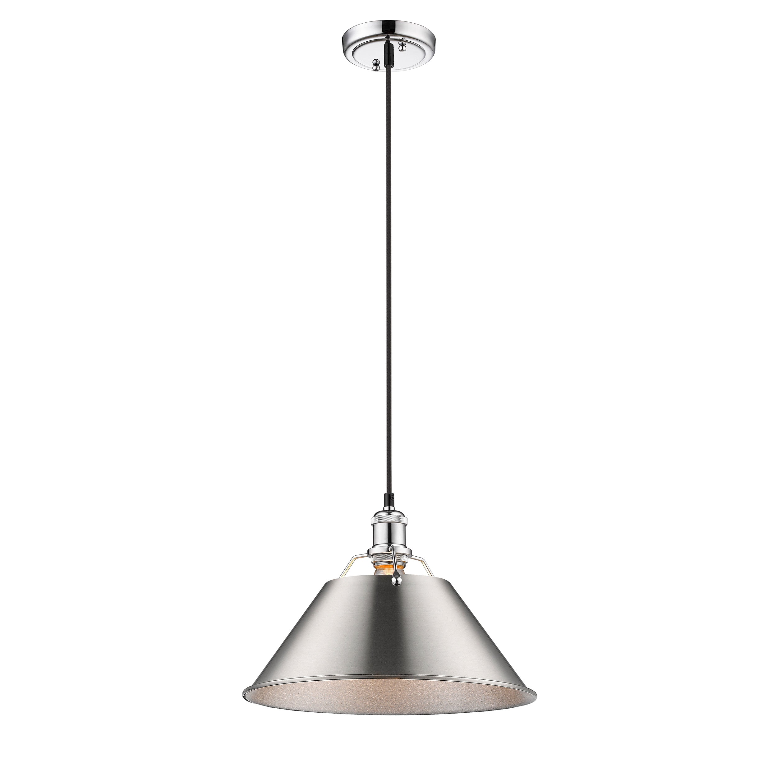 Yep by Golden Lighting Orwell 1-light 14in Pendant in Chrome and Pewter shade - Default Title - Golden Lighting