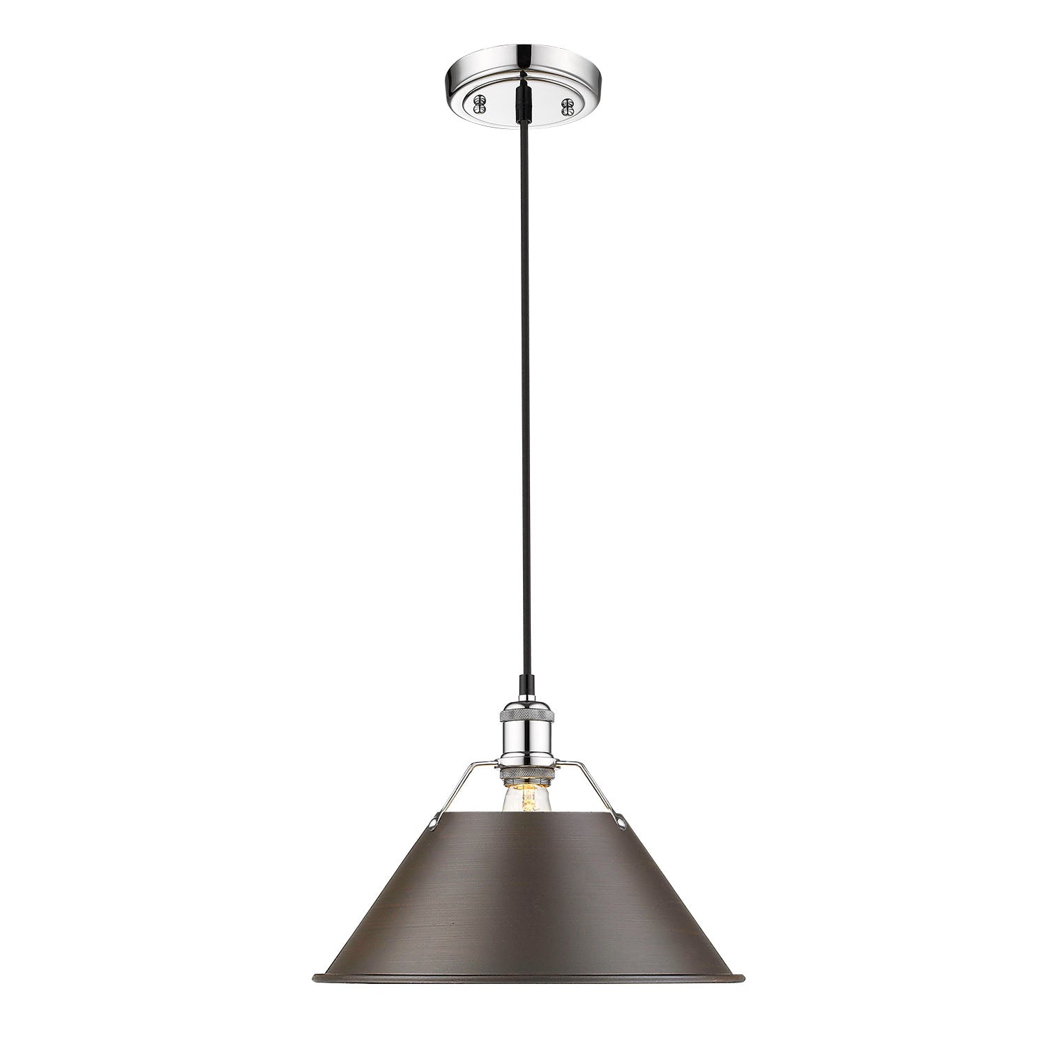 Yep by Golden Lighting Orwell 1-light 14in Pendant in Chrome and Rubbed Bronze shade - - Golden Lighting