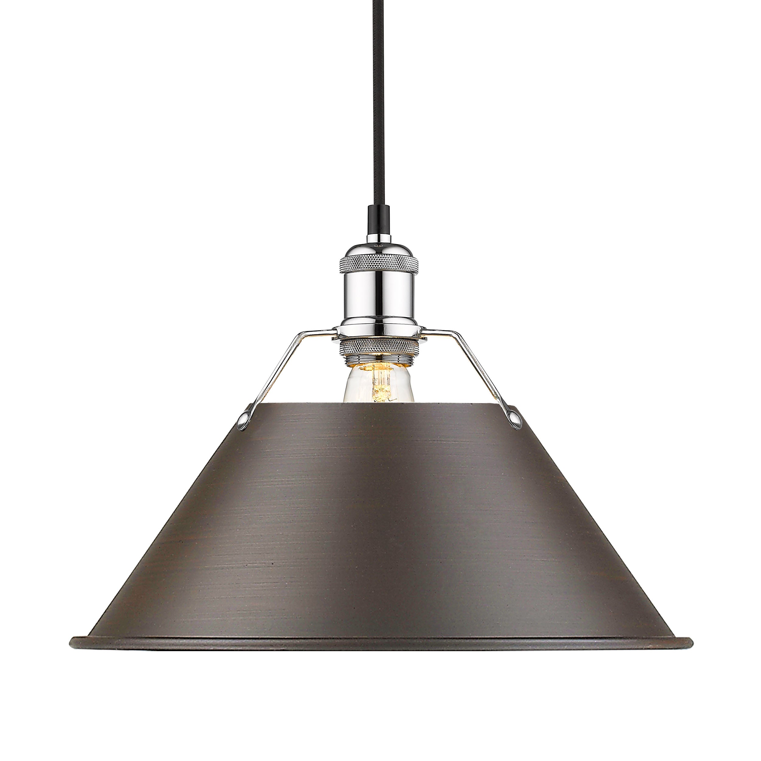 Yep by Golden Lighting Orwell 1-light 14in Pendant in Chrome and Rubbed Bronze shade - Default Title - Golden Lighting