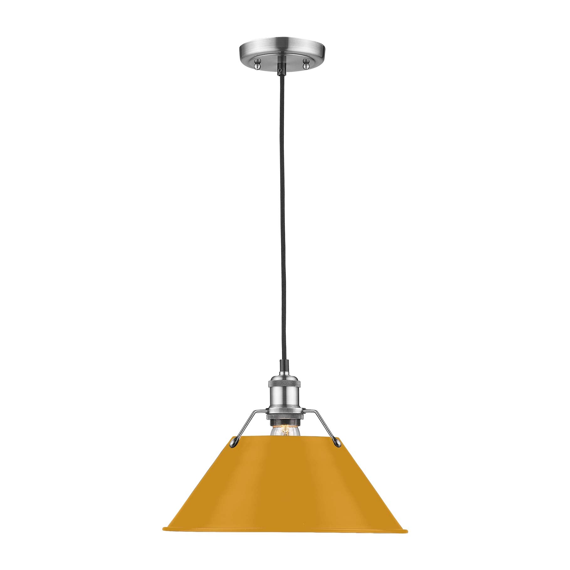 Yep by Golden Lighting Orwell 1-light 14in Pendant in Pewter and Auric Yellow shade