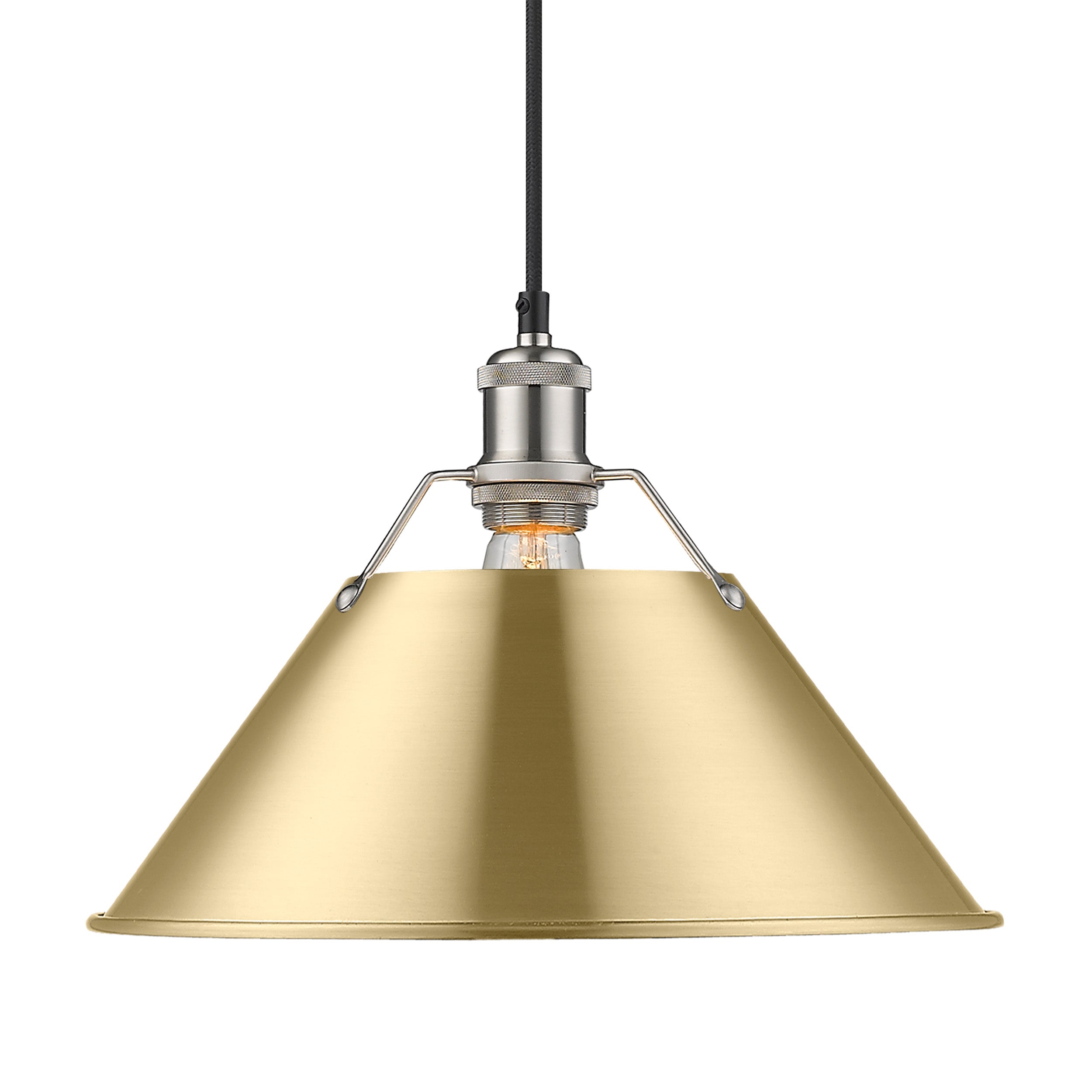 Yep by Golden Lighting Orwell 1-light 14in Pendant in Pewter and Brushed Champagne Brass shade - - Golden Lighting