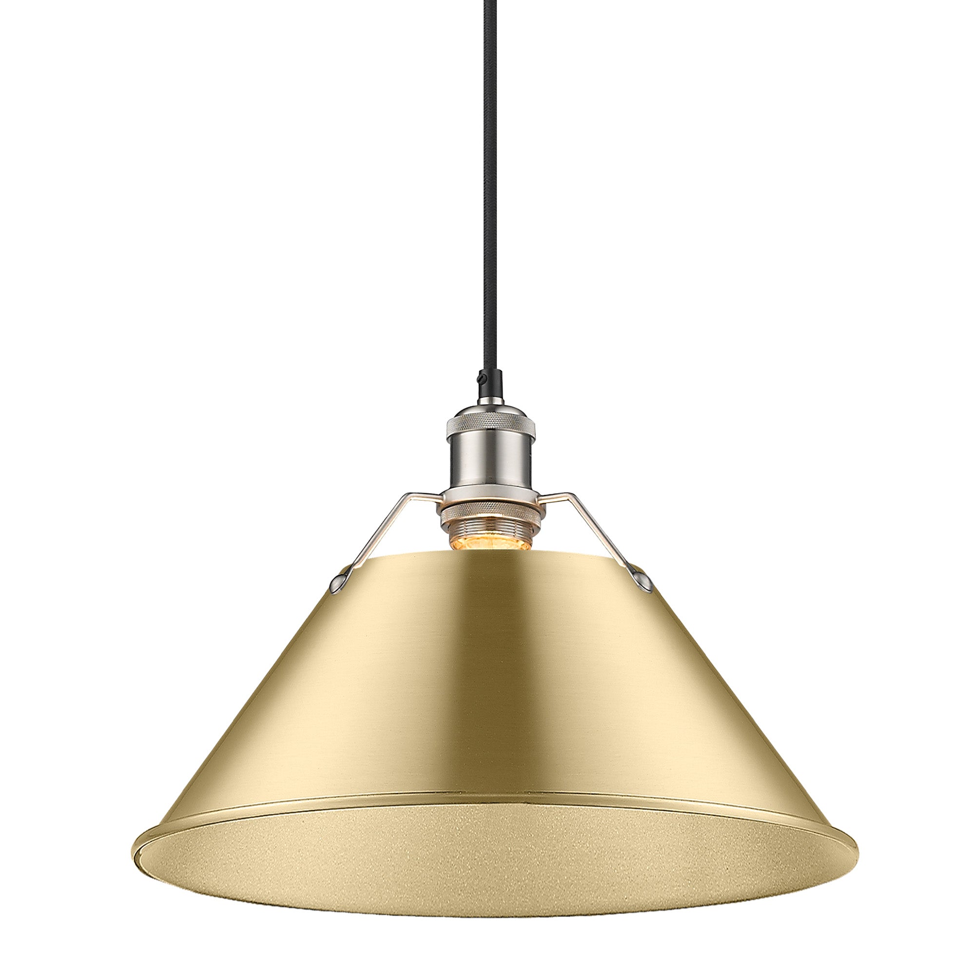 Yep by Golden Lighting Orwell 1-light 14in Pendant in Pewter and Brushed Champagne Brass shade
