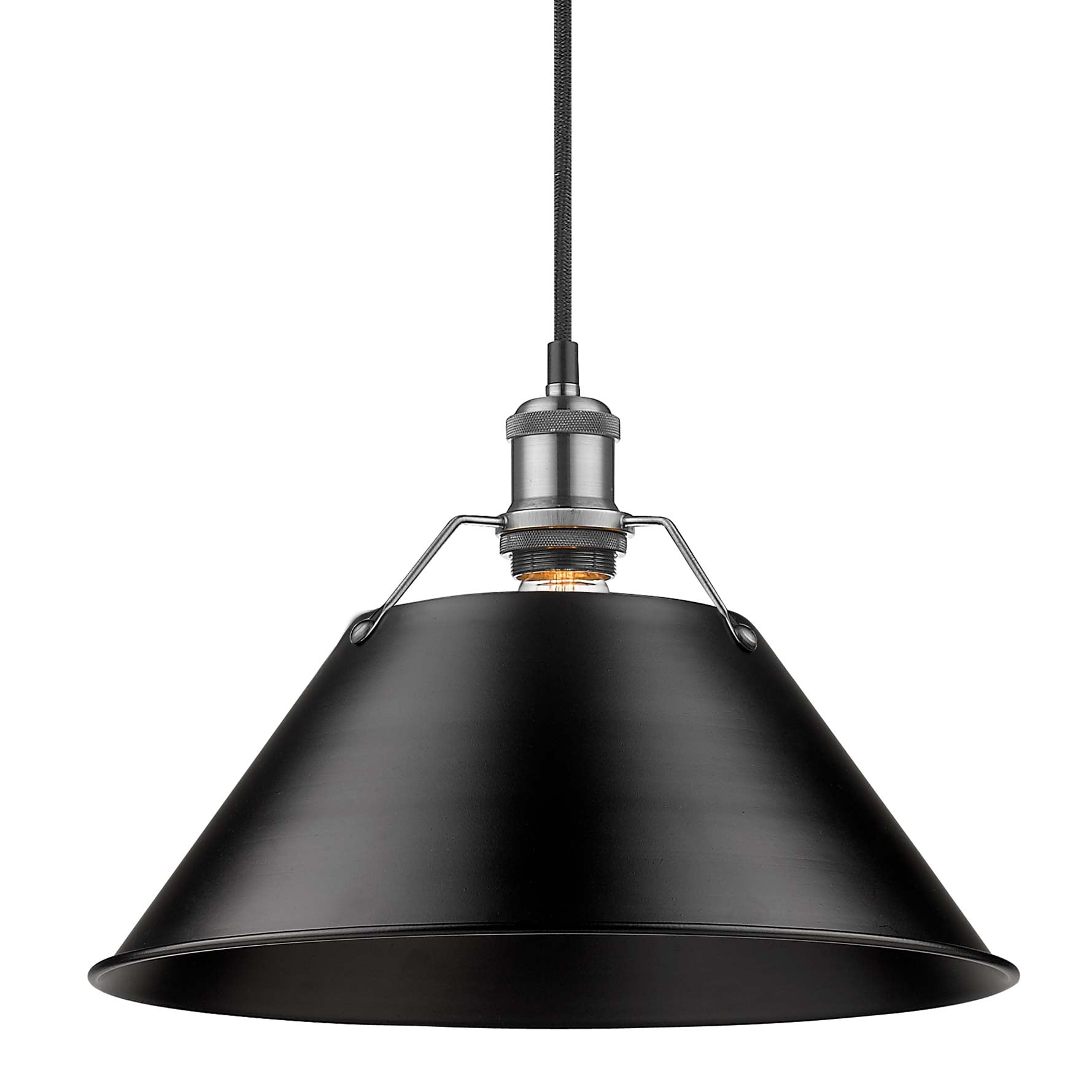 Yep by Golden Lighting Orwell 1-light 14in Pendant in Pewter and Matte Black shade