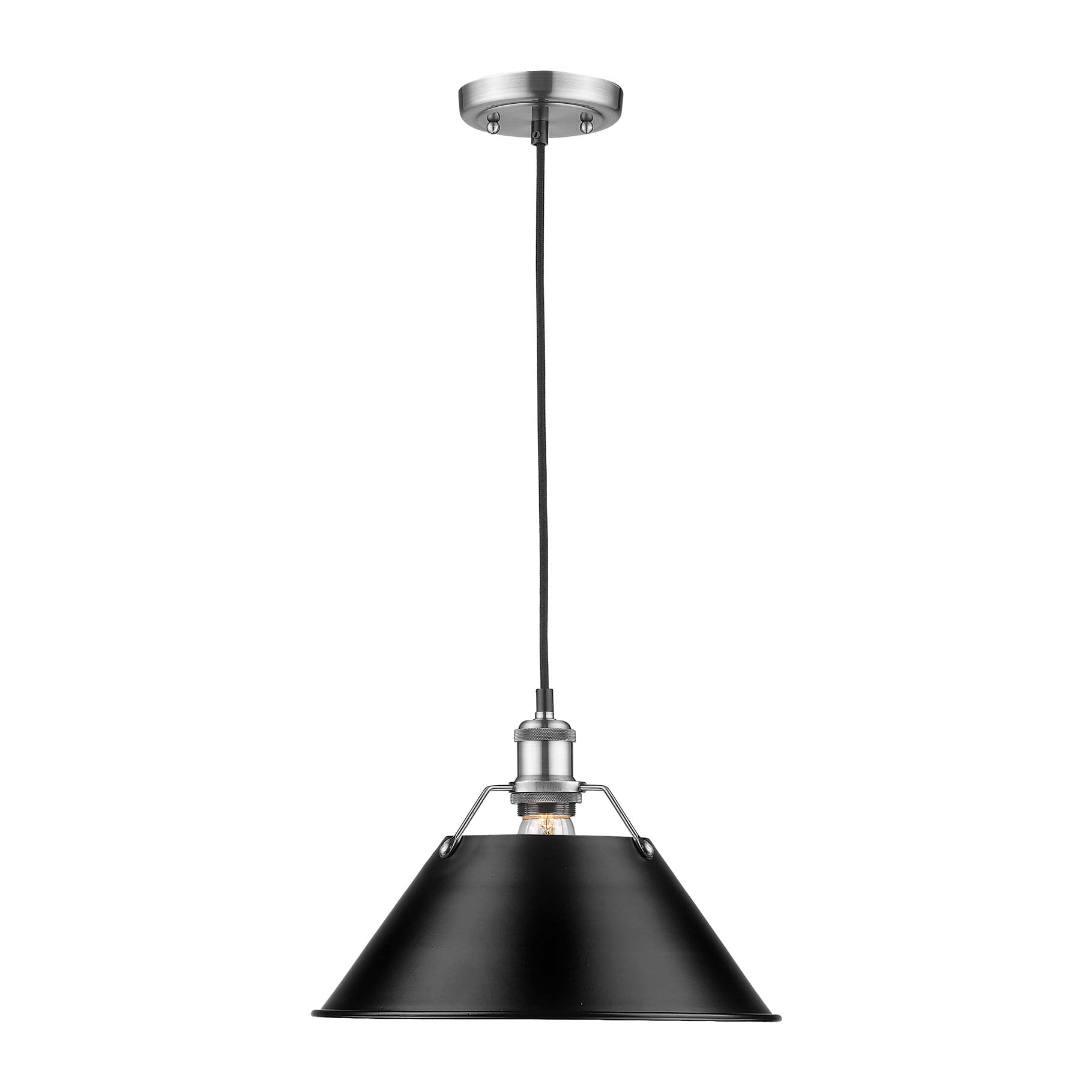 Yep by Golden Lighting Orwell 1-light 14in Pendant in Pewter and Matte Black shade