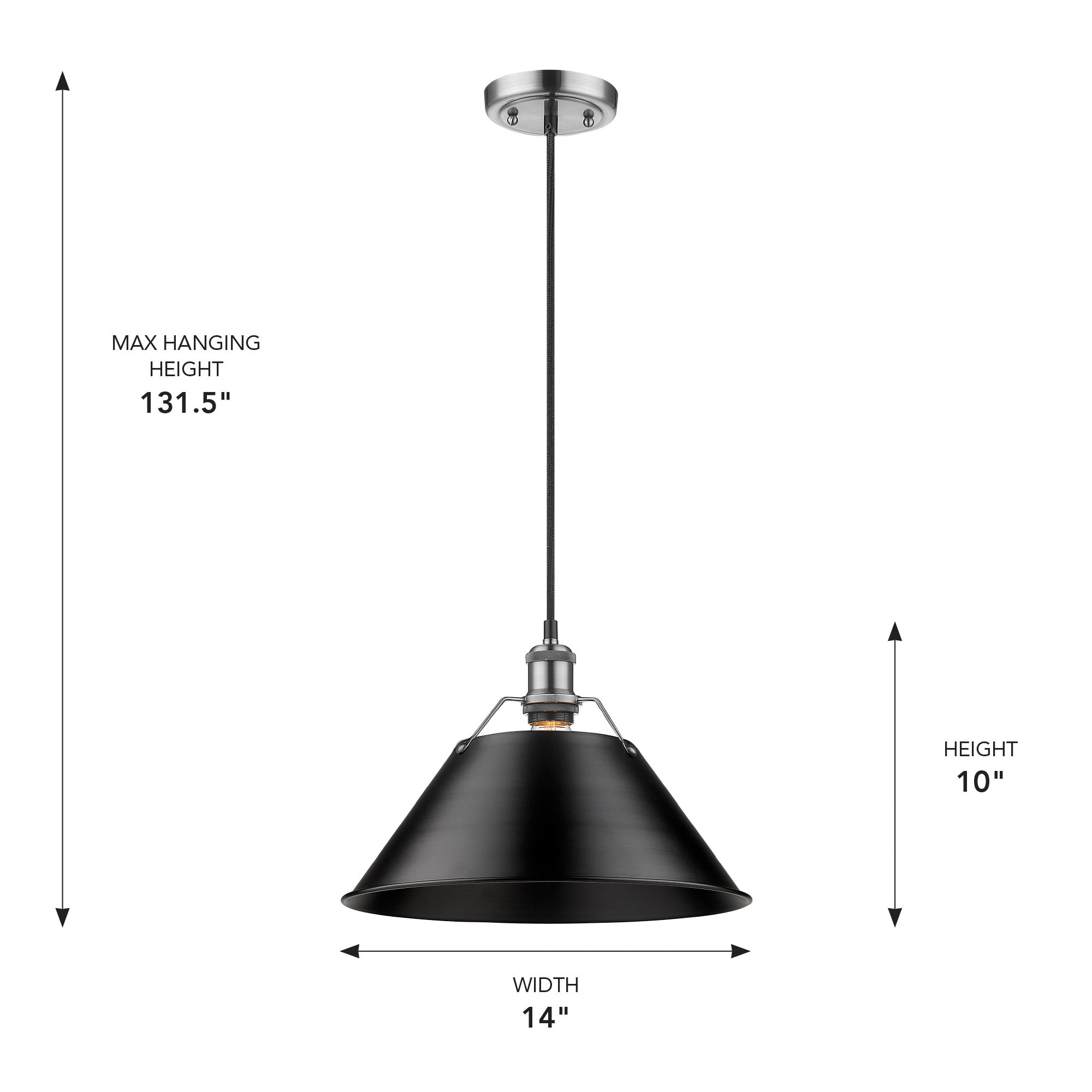 Yep by Golden Lighting Orwell 1-light 14in Pendant in Pewter and Matte Black shade - - Golden Lighting