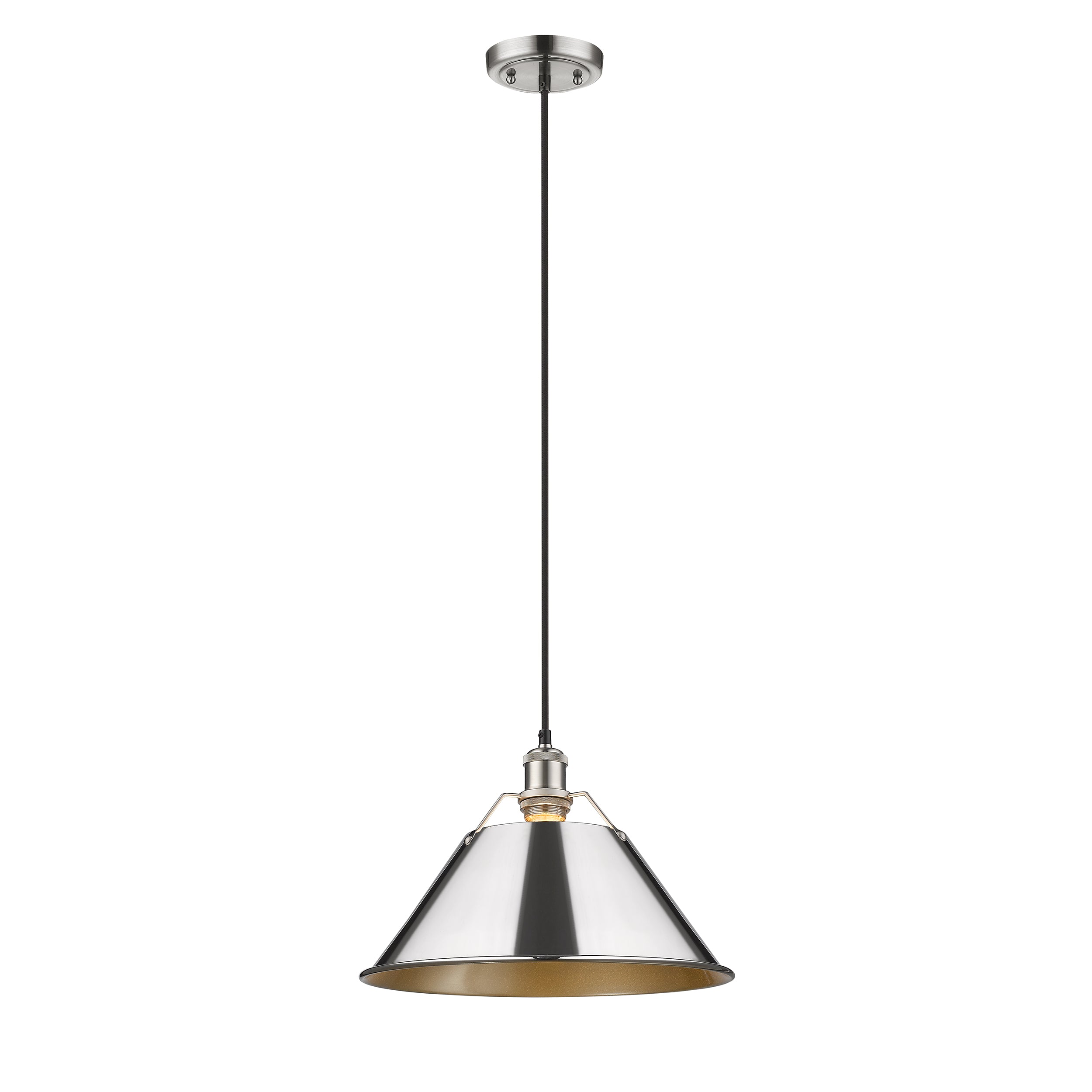 Yep by Golden Lighting Orwell 1-light 14in Pendant in Pewter and Chrome shade