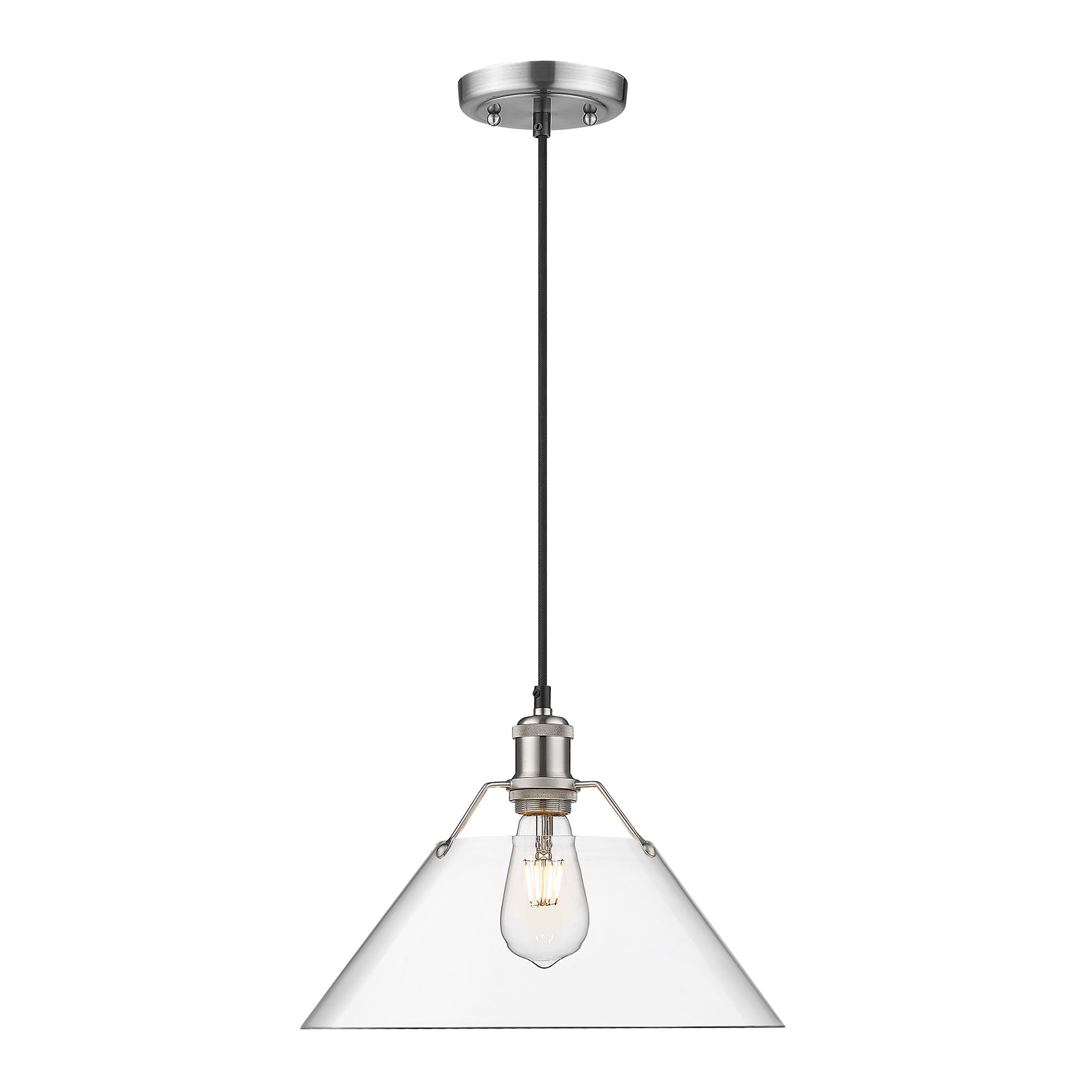 Yep by Golden Lighting Orwell 1-light 14in Pendant in Pewter and Clear Glass